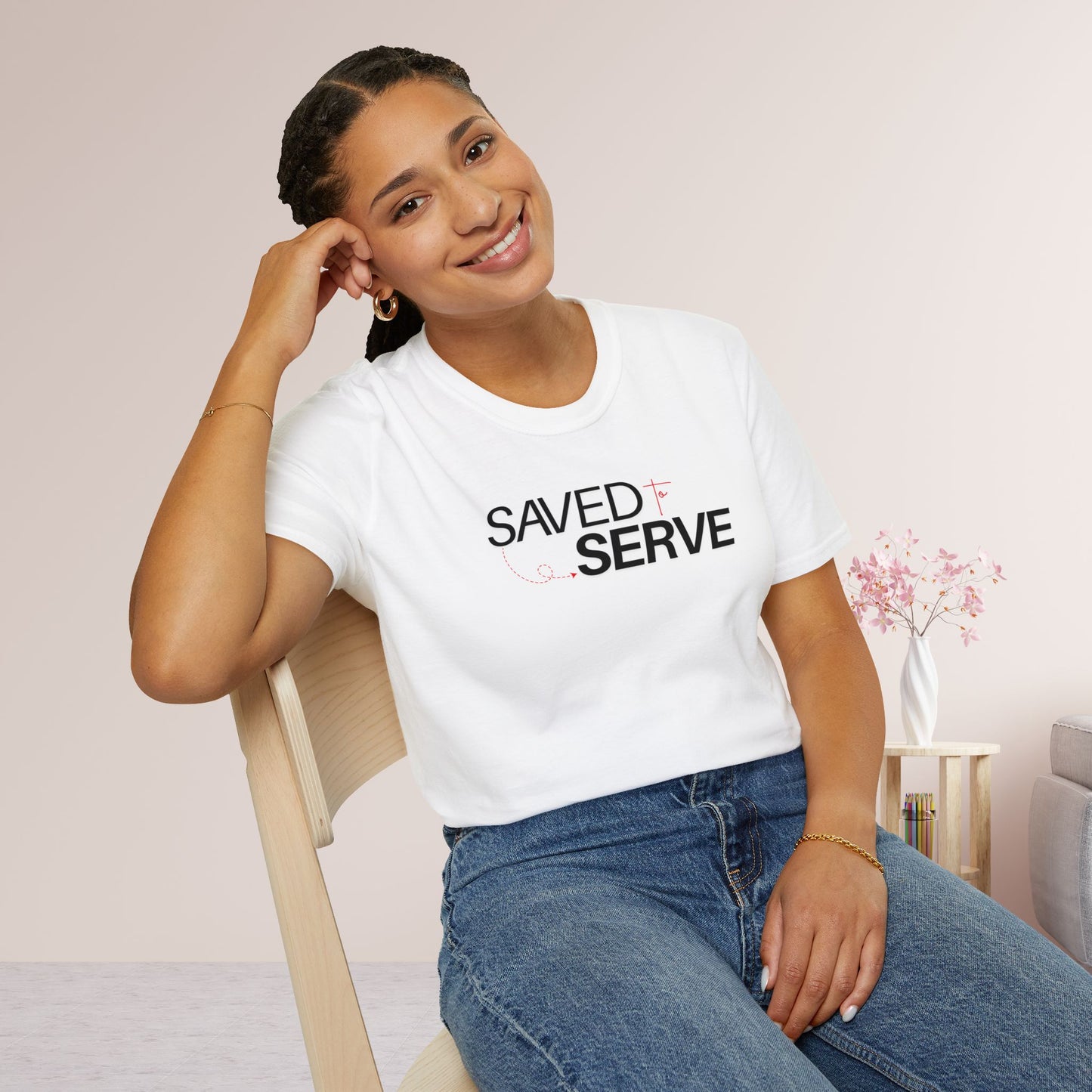 Saved to Serve - We Serve 'Cause We Are Saved Softstyle T-shirt - Trendy  Christian Tee