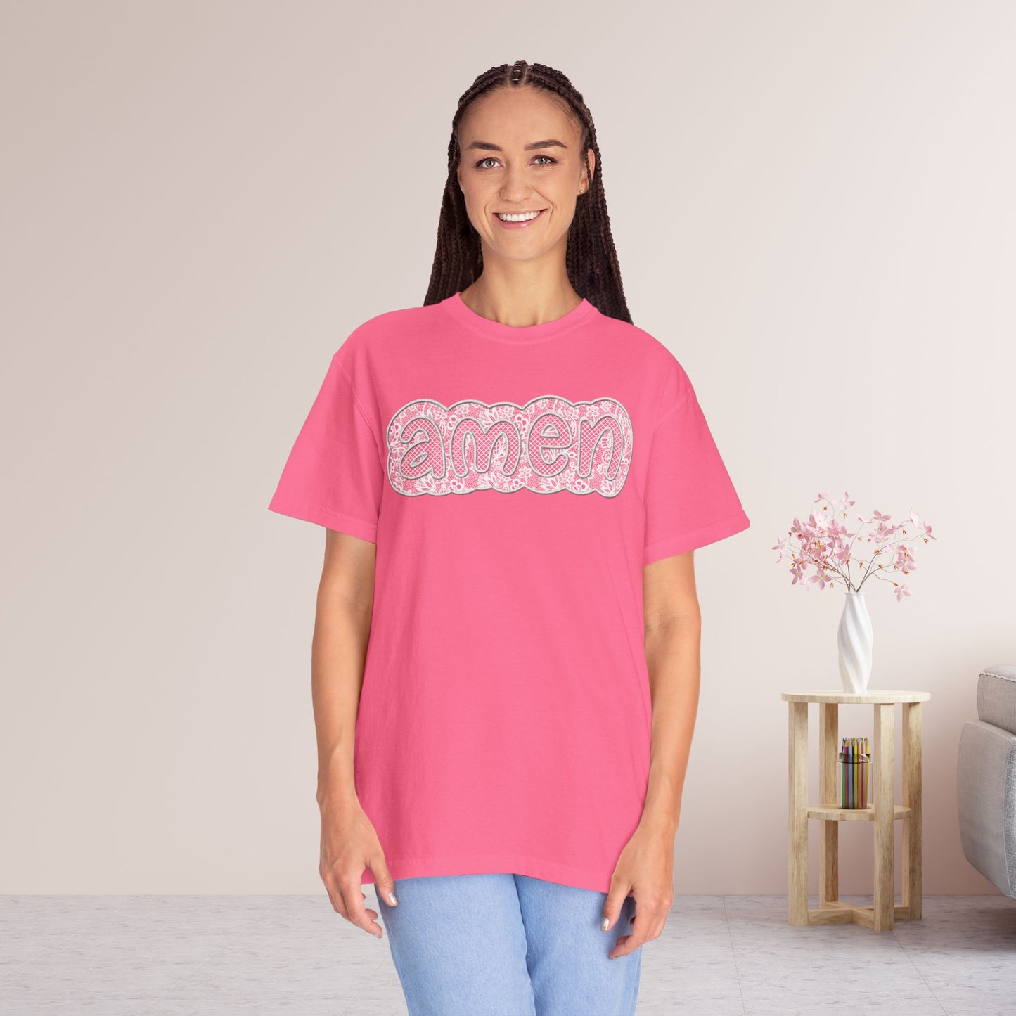 Amen Comfort Colors Shirt - Printed Lace Design