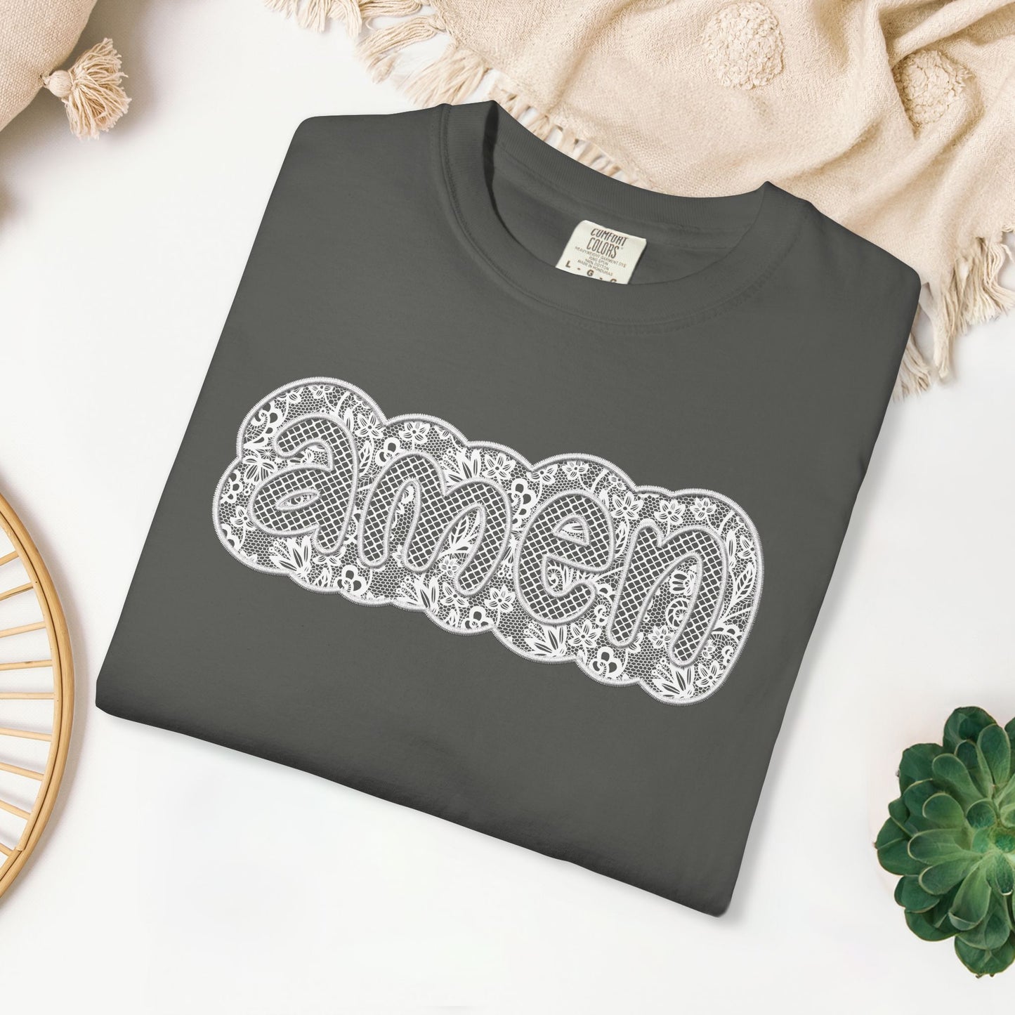 Amen Comfort Colors Shirt - Printed Lace Design