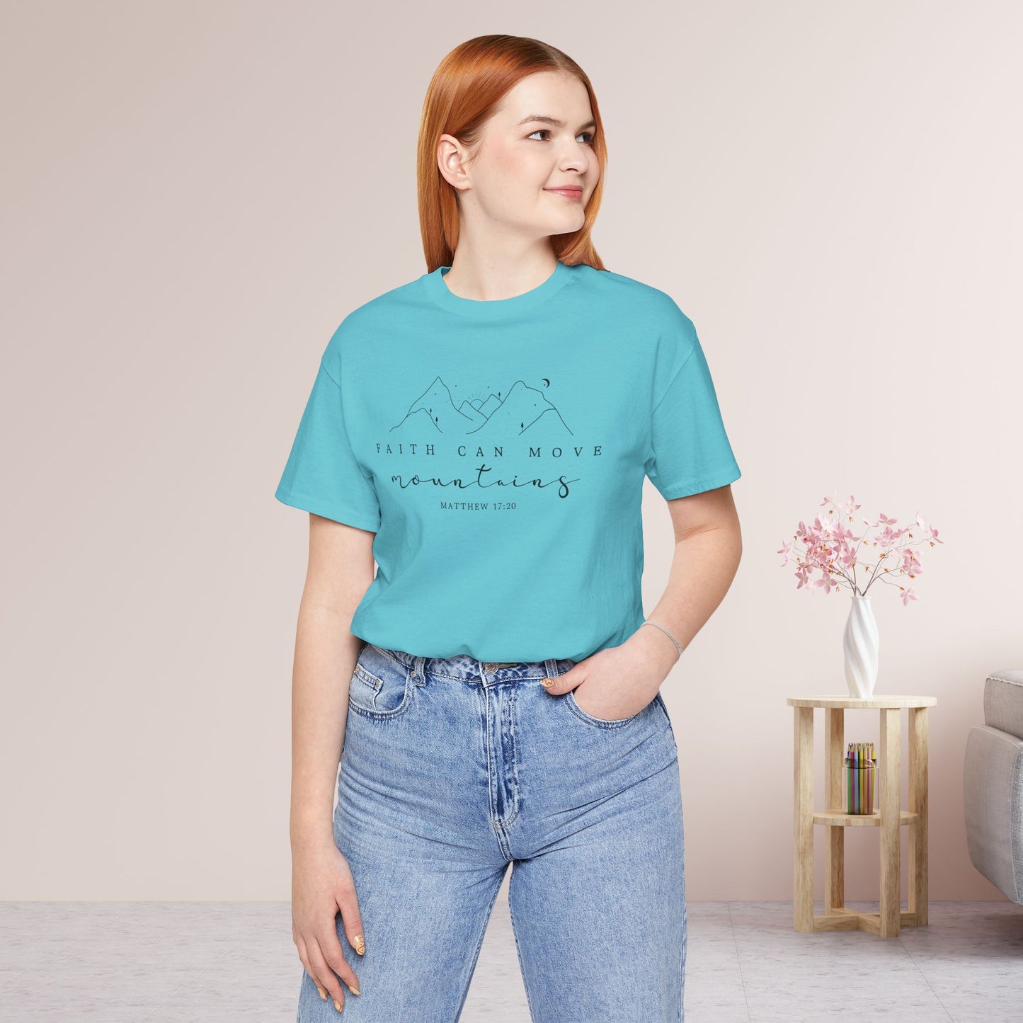 Faith Can Move Mountains Soft Cotton Tee - Matthew 17:20 Bible Verse Shirt