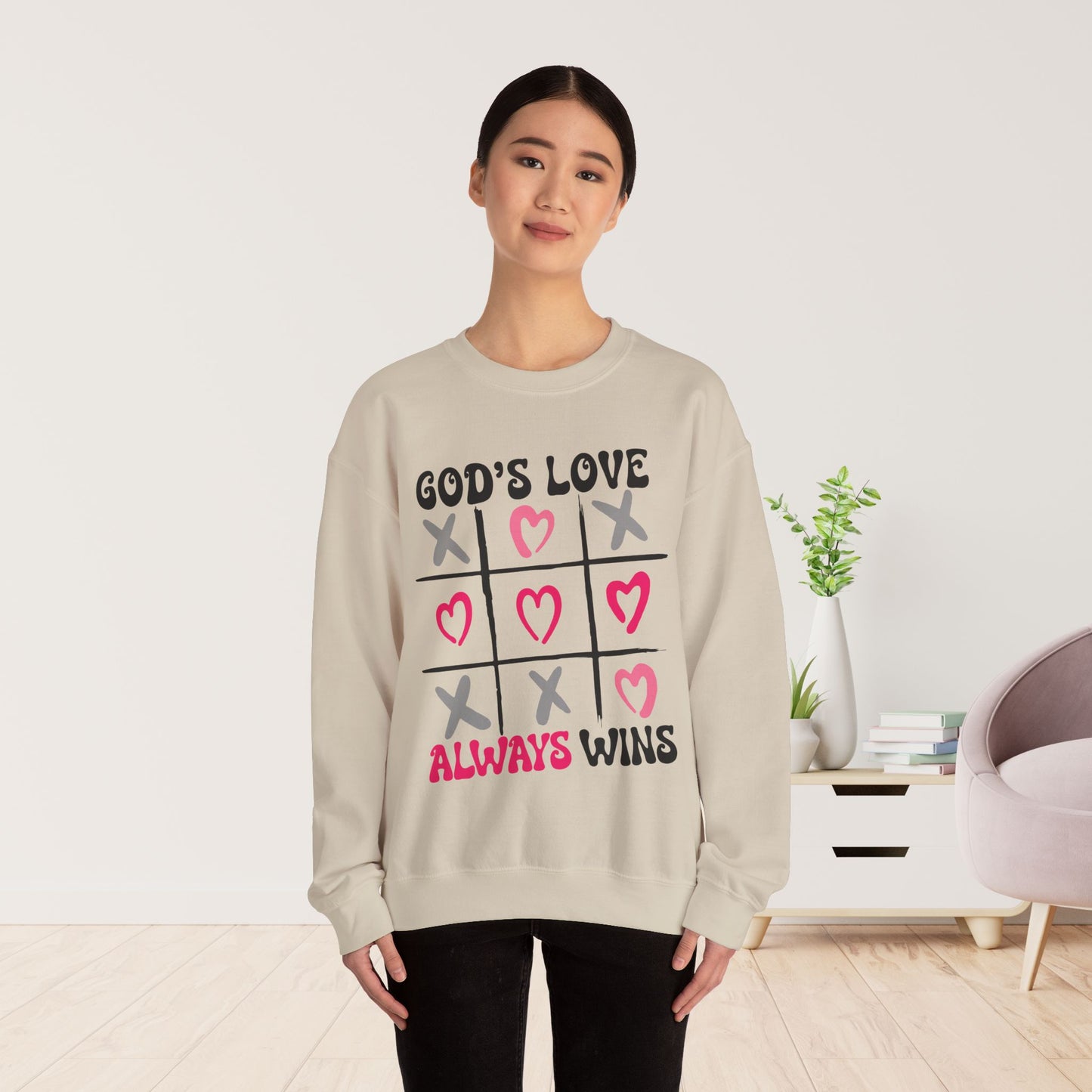 God's Love Always Wins Sweatshirt - Christian Crewneck Pullover