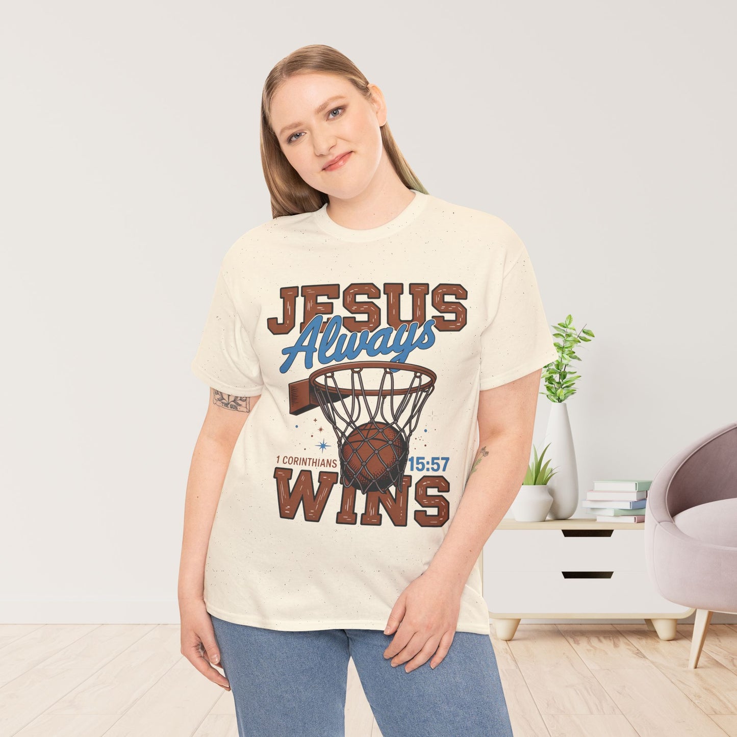Jesus Always Wins Heavy Cotton Tee