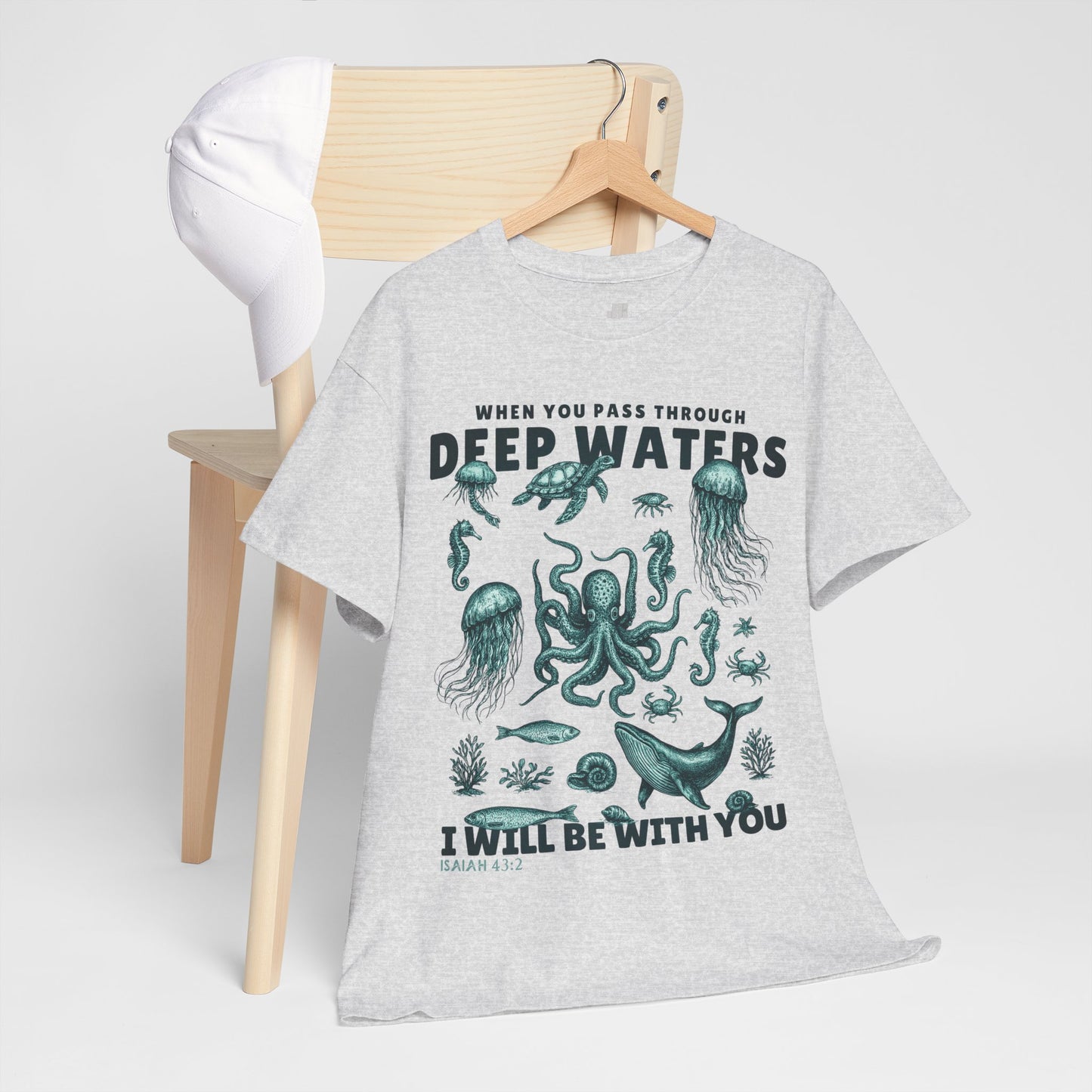 I Will Be With You Heavy Cotton Tee - Isaiah 43:2