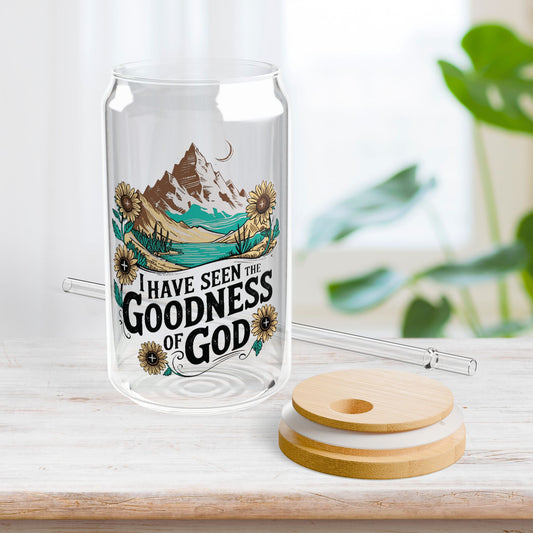 Goodness of God Sipper Glass with Bamboo Lid & Straw - 16 oz