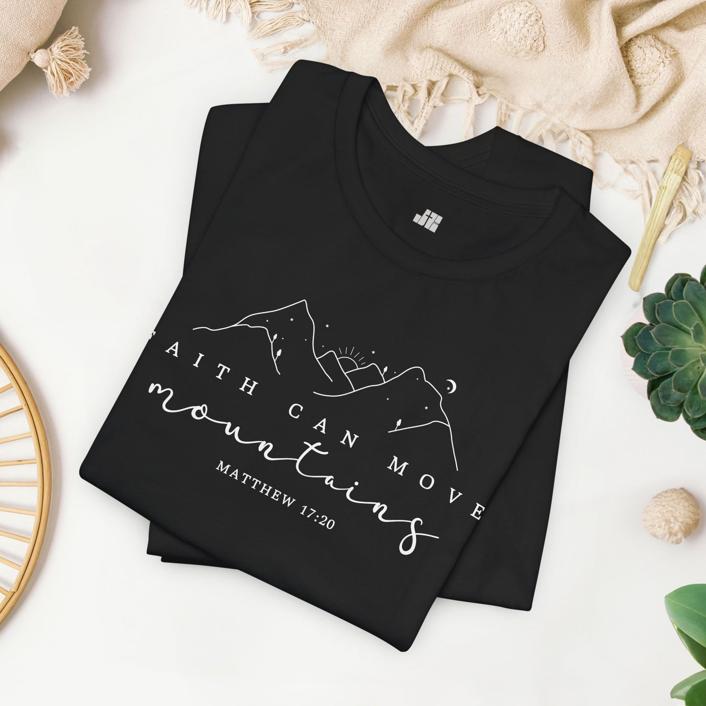 Faith Can Move Mountains Soft Cotton Tee - Matthew 17:20 Bible Verse Shirt