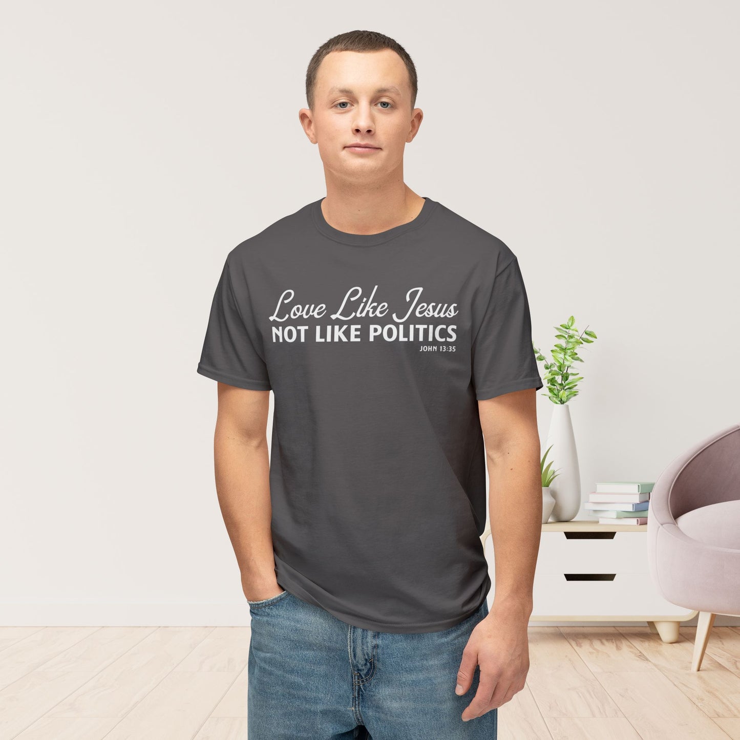 Love Like Jesus, Not Like Politics Unisex HD Cotton Tee
