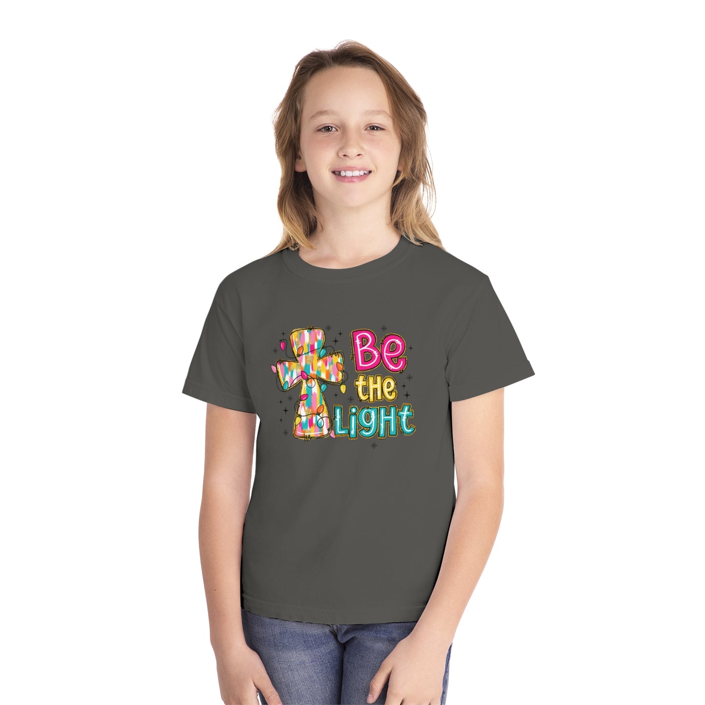 Be the Light Comfort Colors Youth Christmas Shirt