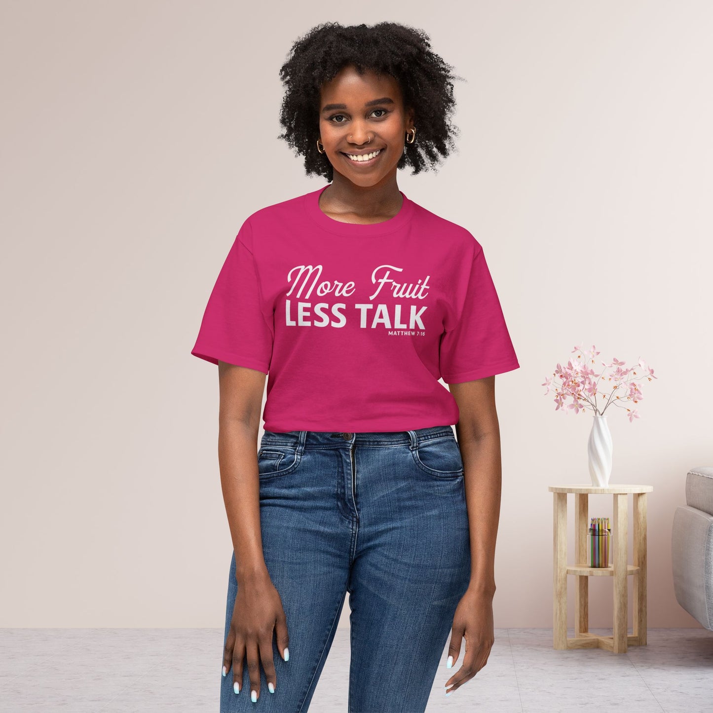 More Fruit, Less Talk Unisex HD Cotton Tee
