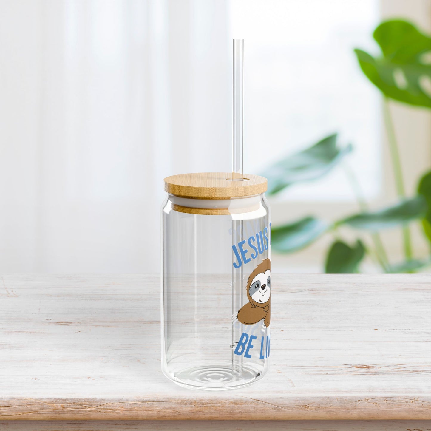 Be Like Jesus Sipper Glass with Bamboo Lid & Straw - 16 oz