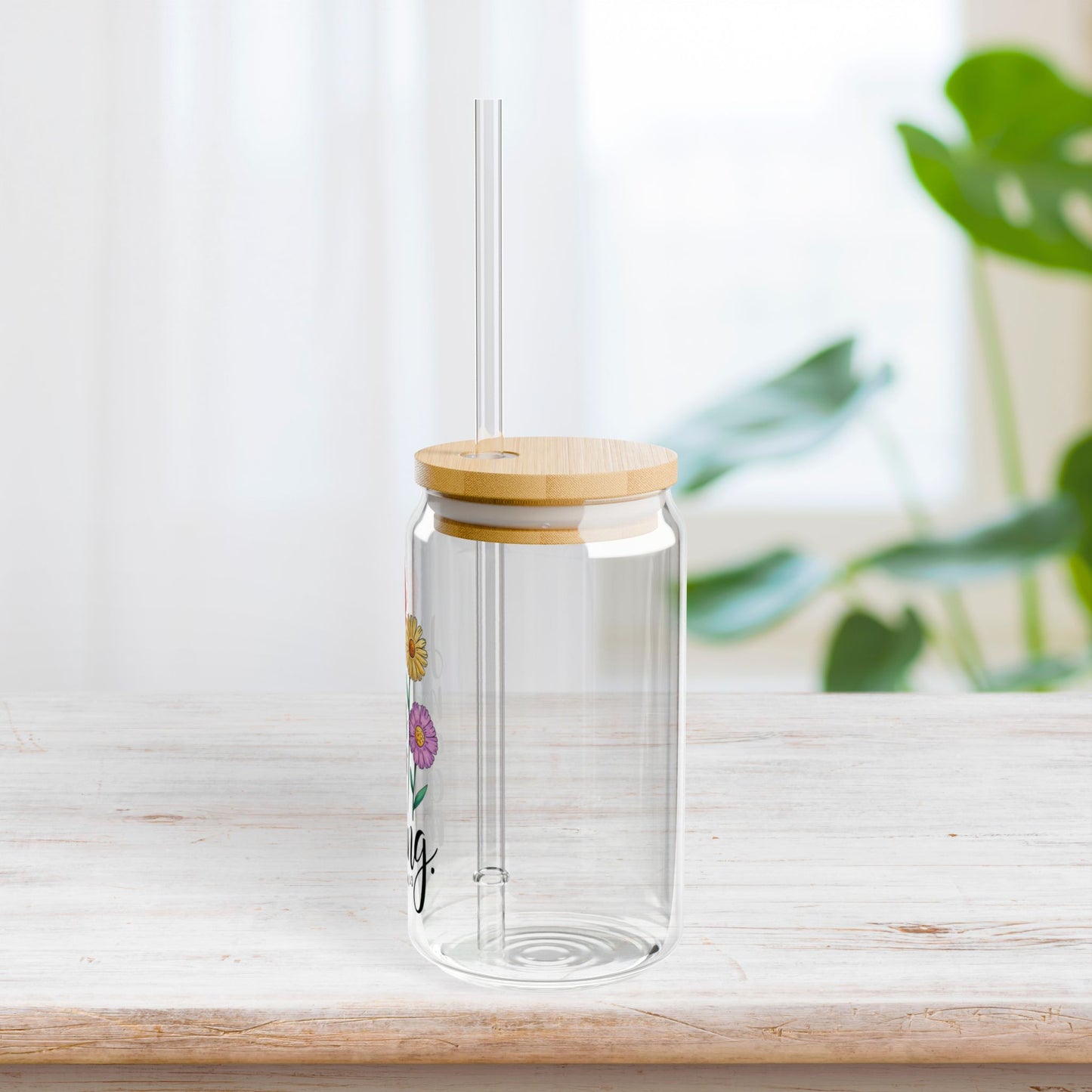 His Mercies Are New Every Morning Sipper Glass with Bamboo Lid & Straw - 16 oz