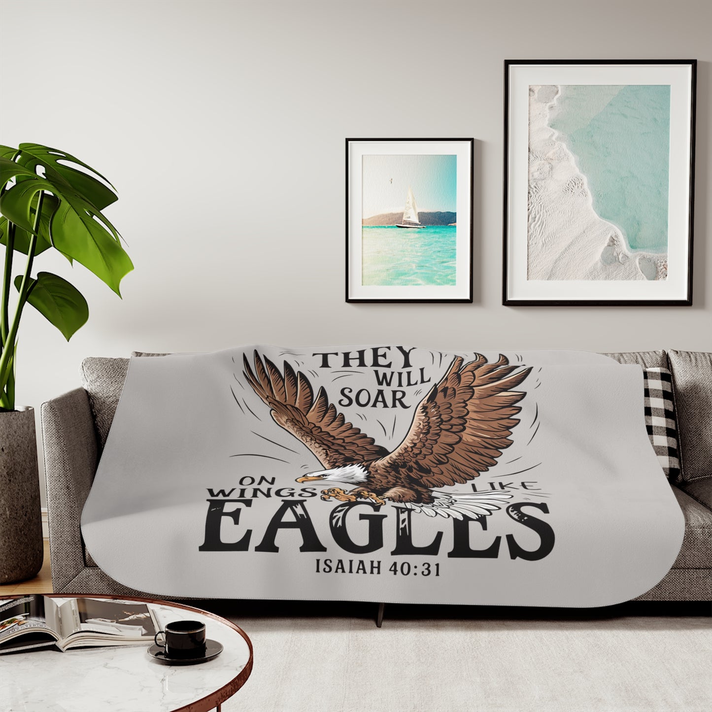 They Will Soar on Wings Like Eagles Sherpa Blanket
