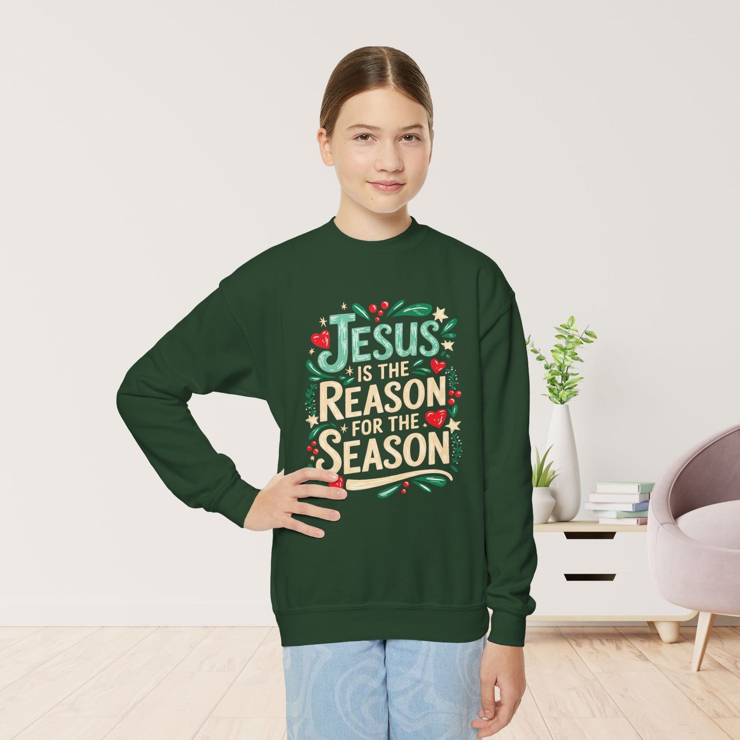 Jesus is the Reason for the Season Youth Christian Sweatshirt