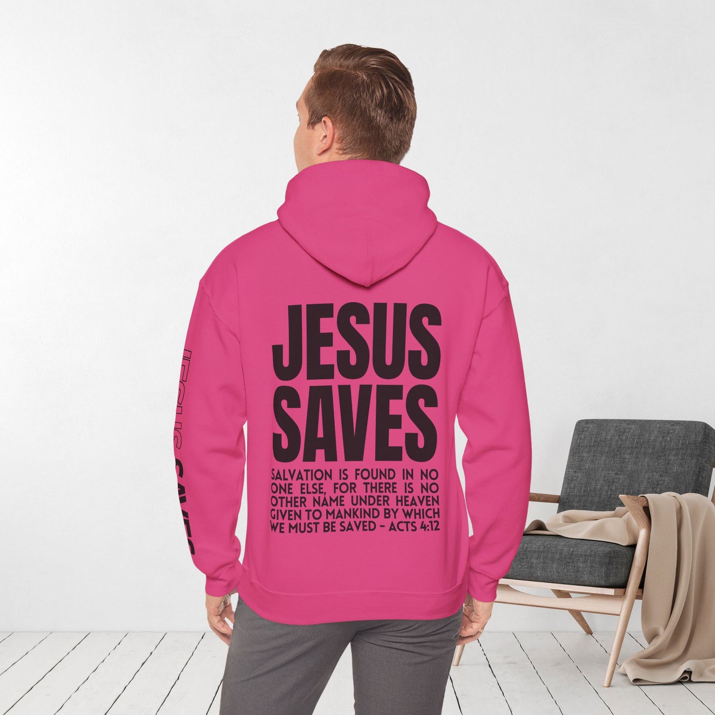 Jesus Saves Hoodie - Acts 4:12 Bible Verse Christian Hoodie