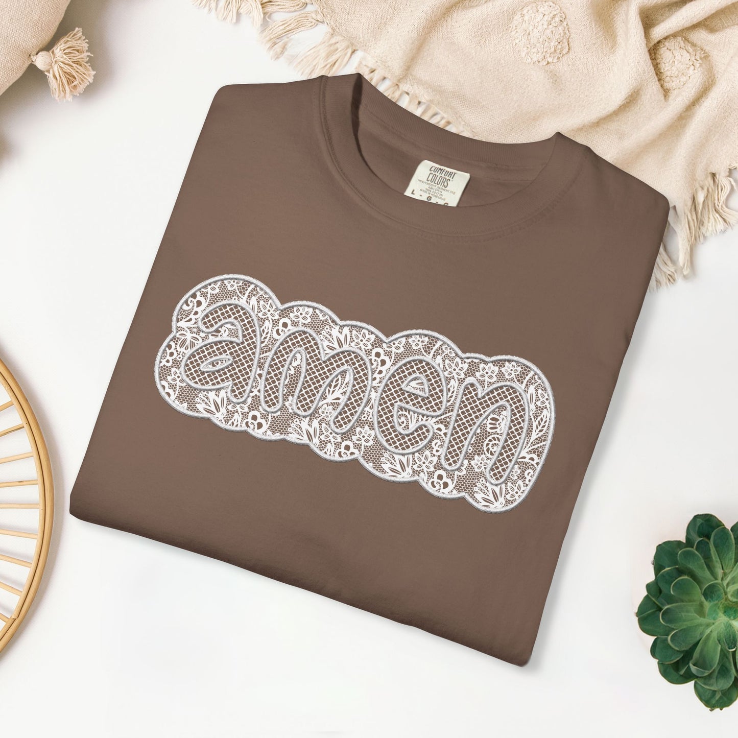 Amen Comfort Colors Shirt - Printed Lace Design