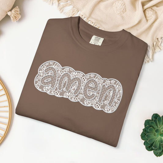 Amen Comfort Colors Shirt - Printed Lace Design