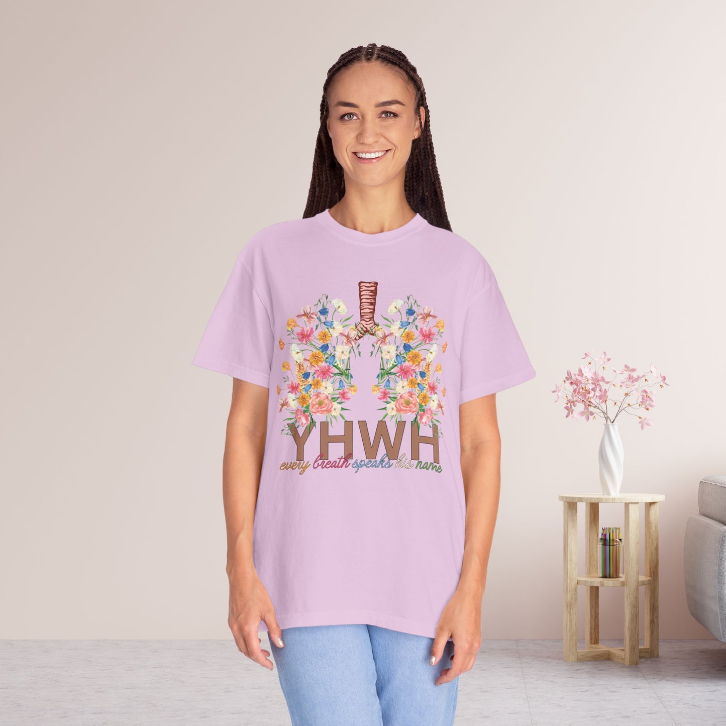 YHWH Every Breath Speaks His Name Comfort Colors Tee
