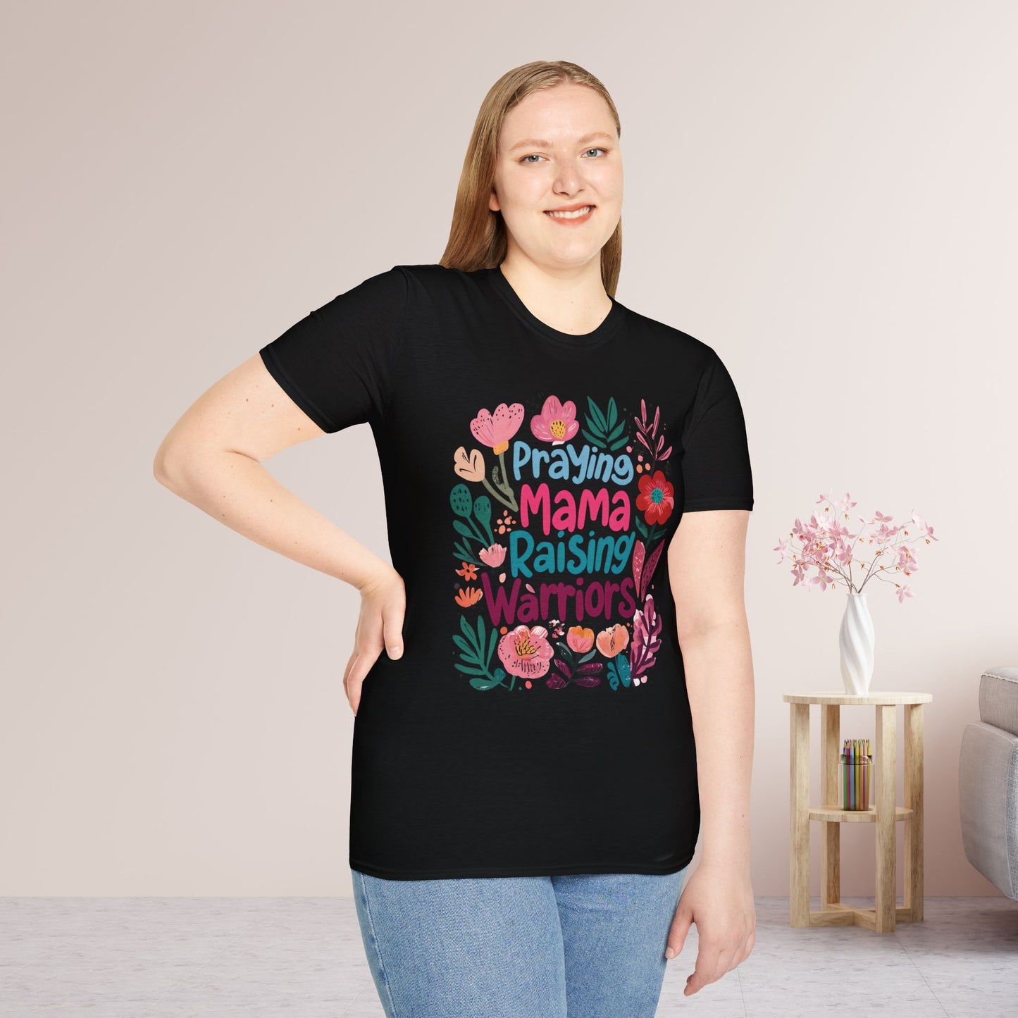Praying Mama Raising Warriors Softstyle T-shirt