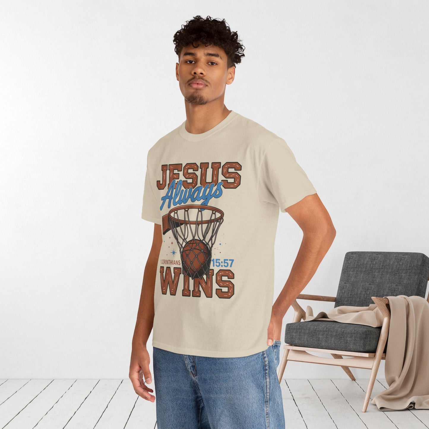Jesus Always Wins Heavy Cotton Tee