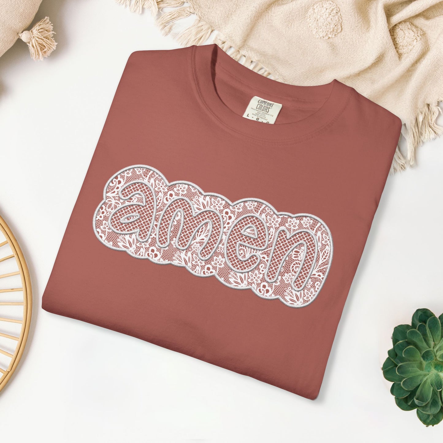 Amen Comfort Colors Shirt - Printed Lace Design