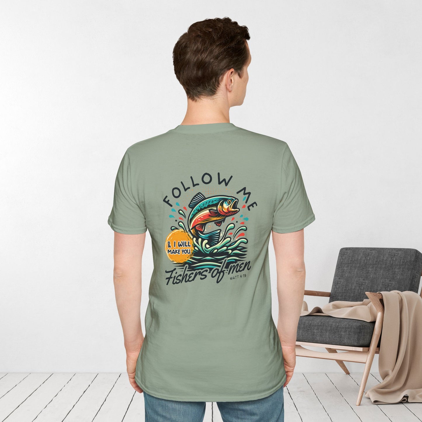 Follow Me Matthew 4:19 Men's Softstyle T-shirt