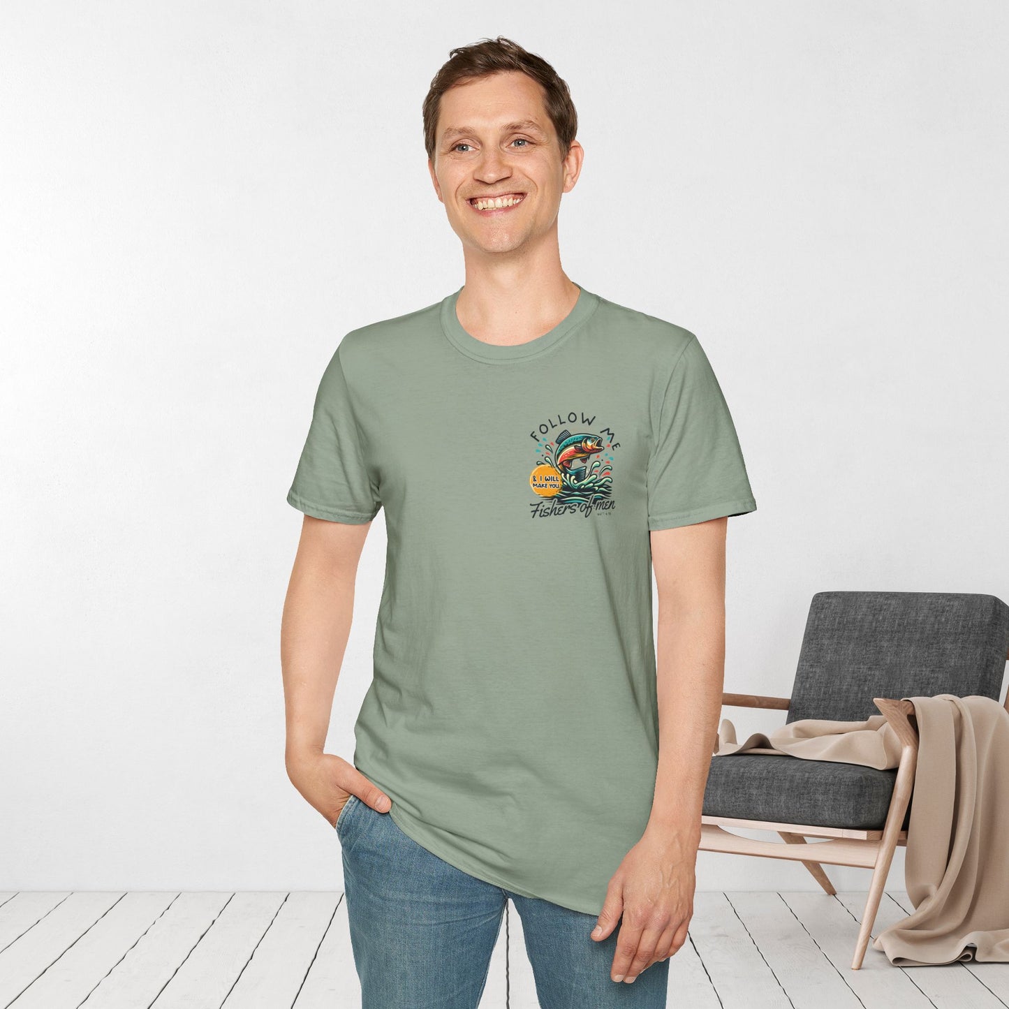 Follow Me Matthew 4:19 Men's Softstyle T-shirt