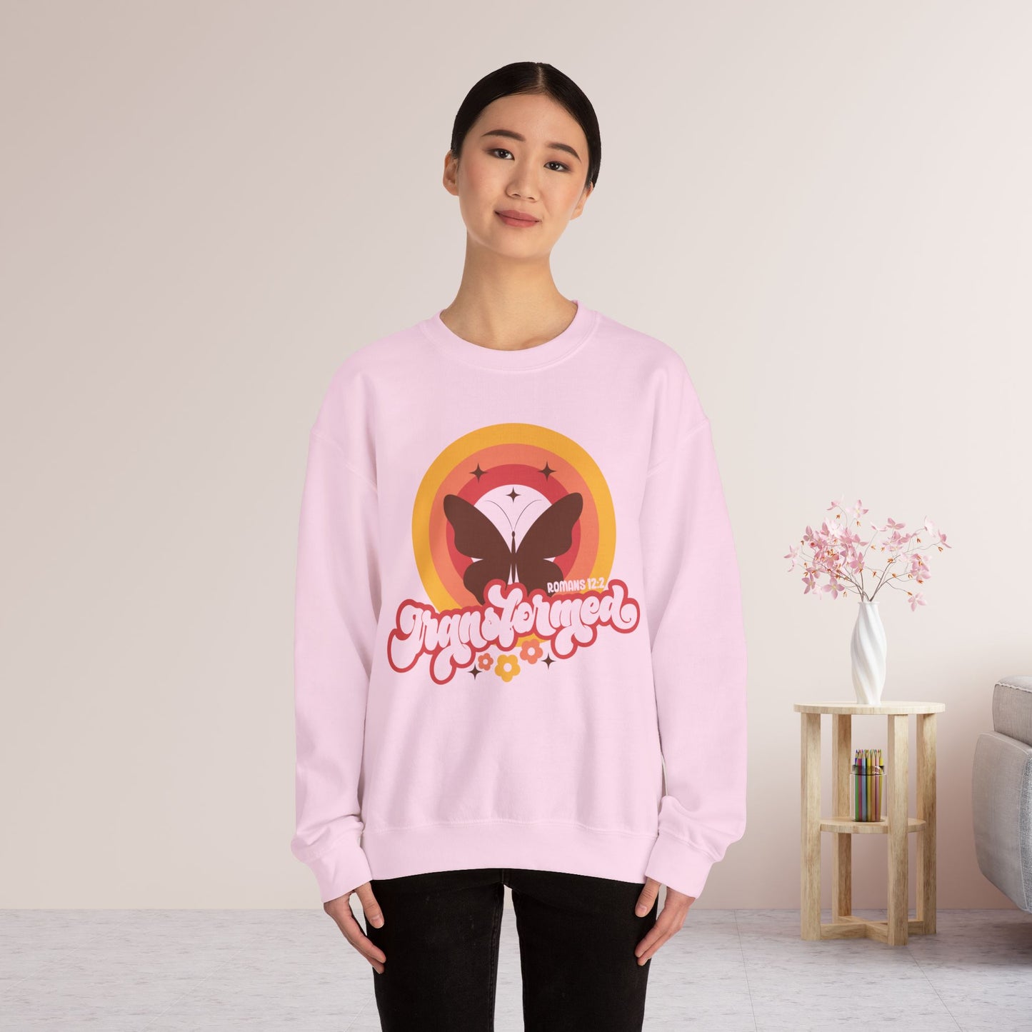 Transformed Sweatshirt - Romans 12:2 Bible Verse Sweatshirt