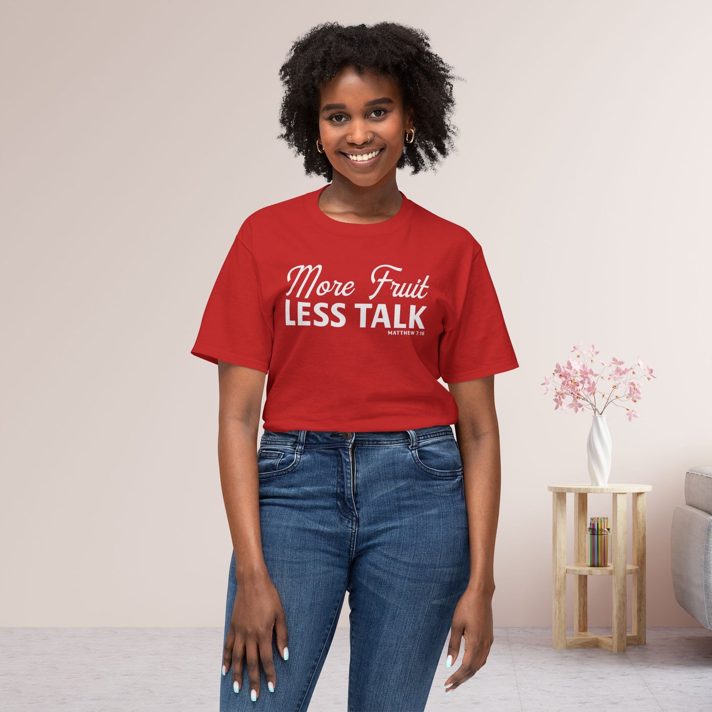 More Fruit, Less Talk Unisex HD Cotton Tee