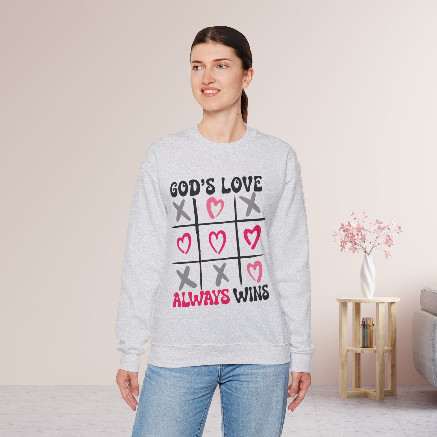God's Love Always Wins Sweatshirt - Christian Crewneck Pullover