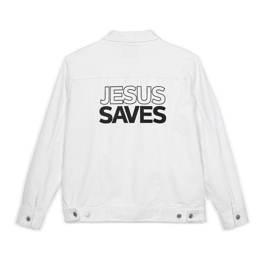 Embroidered Jesus Saves Unisex Denim Jacket
