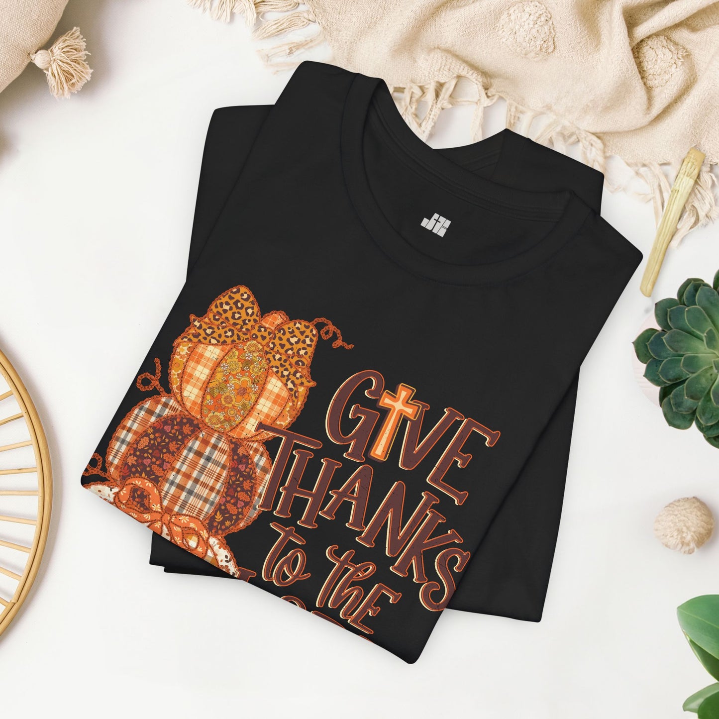 Give Thanks to The Lord Soft Cotton Tee - Fall Christian Tee