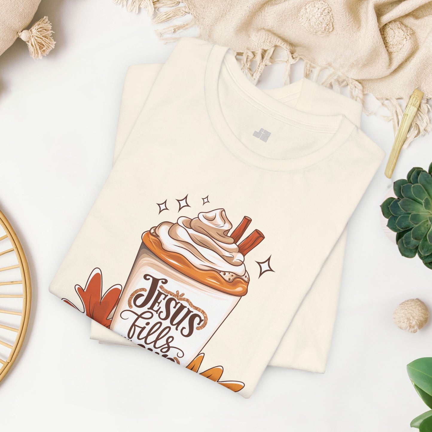 Jesus Fills My Cup Soft Cotton Tee - Fall Christian Tee