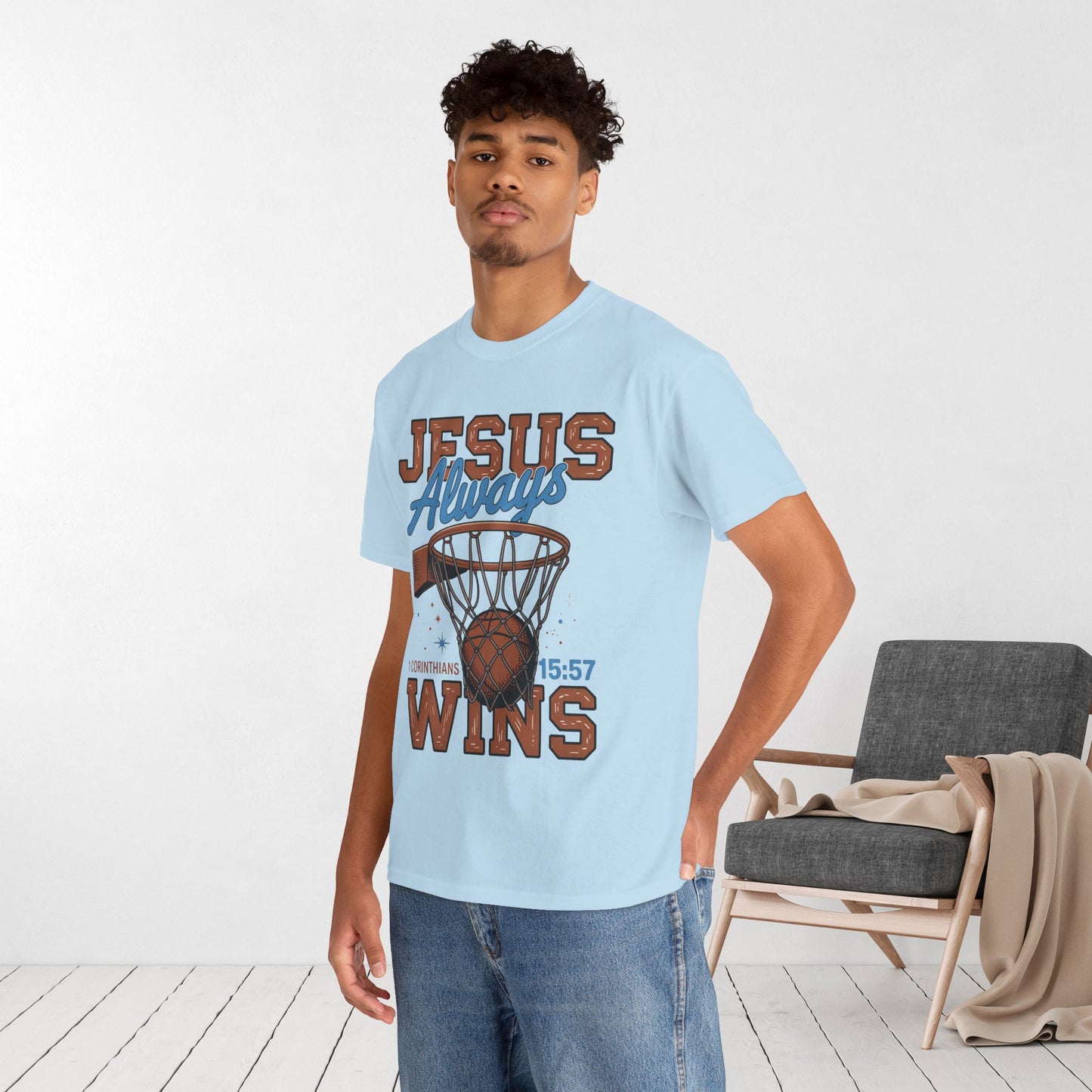 Jesus Always Wins Heavy Cotton Tee