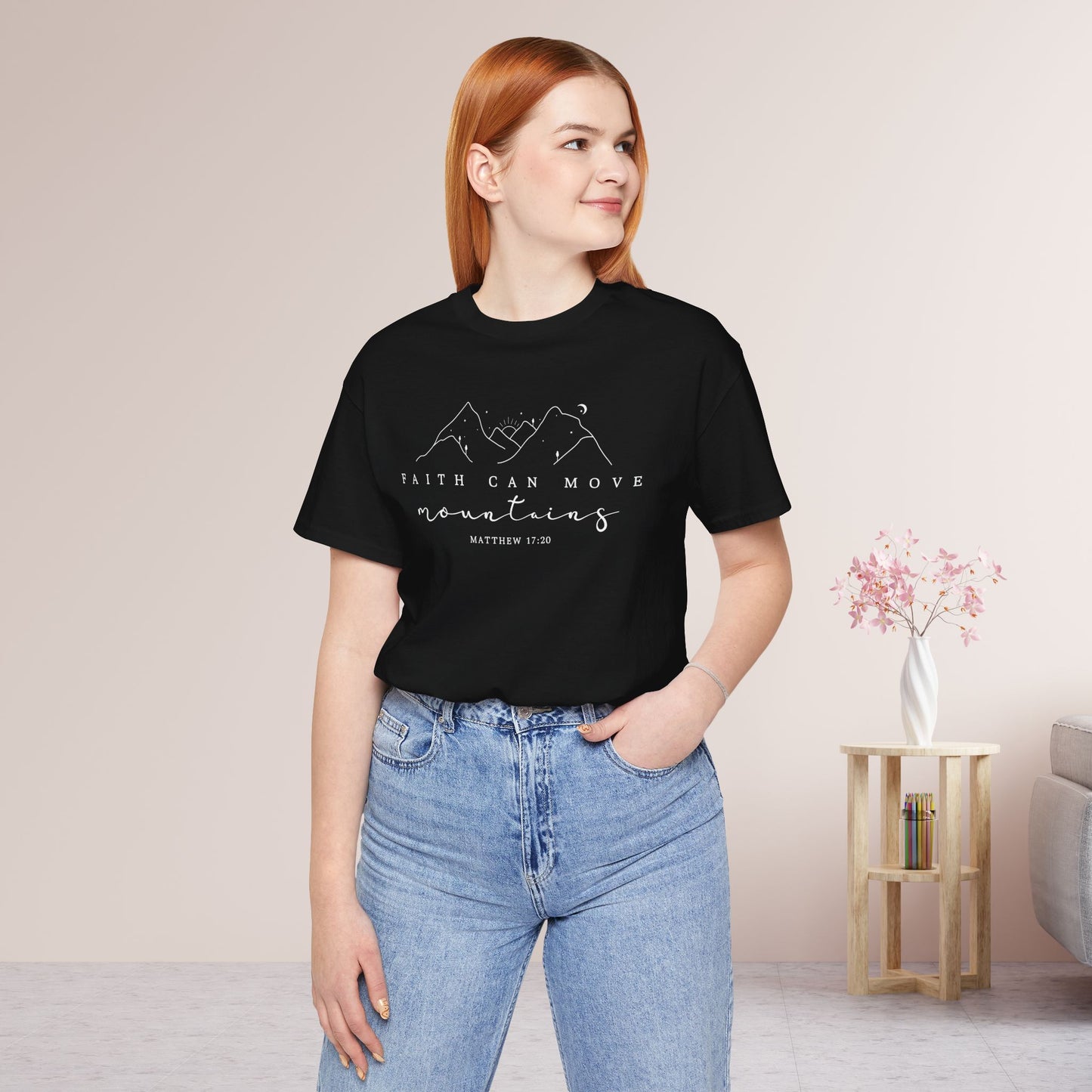 Faith Can Move Mountains Soft Cotton Tee - Matthew 17:20 Bible Verse Shirt