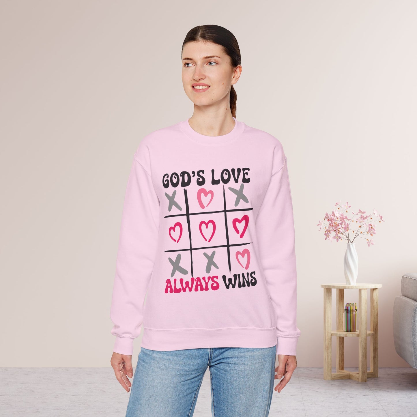 God's Love Always Wins Sweatshirt - Christian Crewneck Pullover