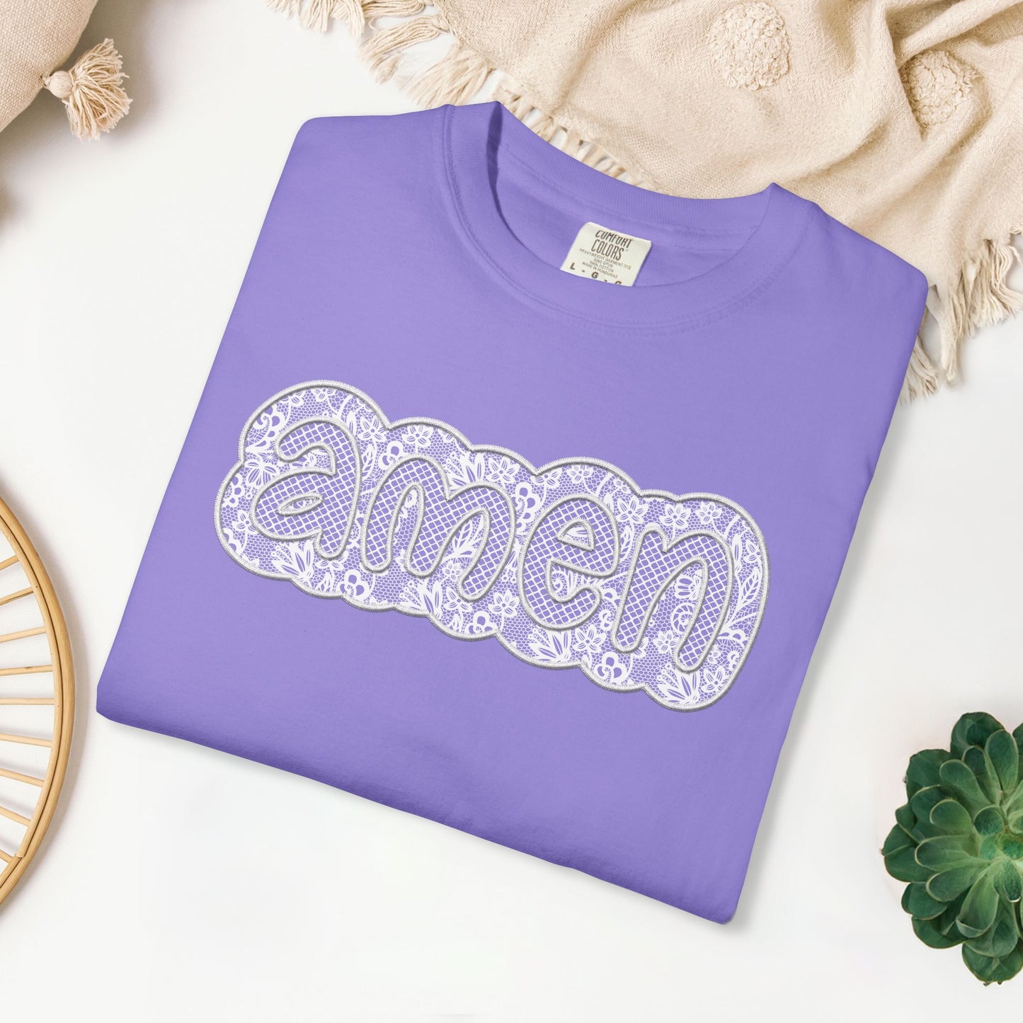 Amen Comfort Colors Shirt - Printed Lace Design