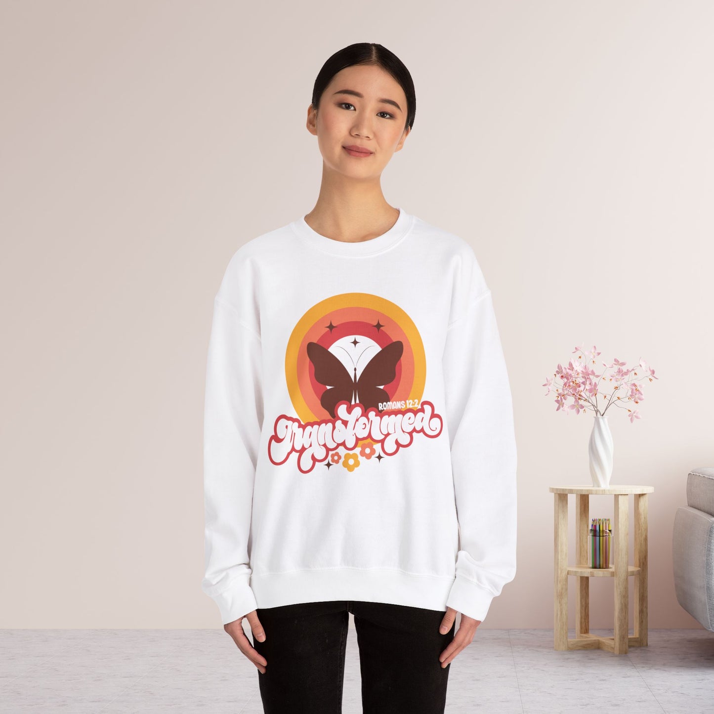 Transformed Sweatshirt - Romans 12:2 Bible Verse Sweatshirt