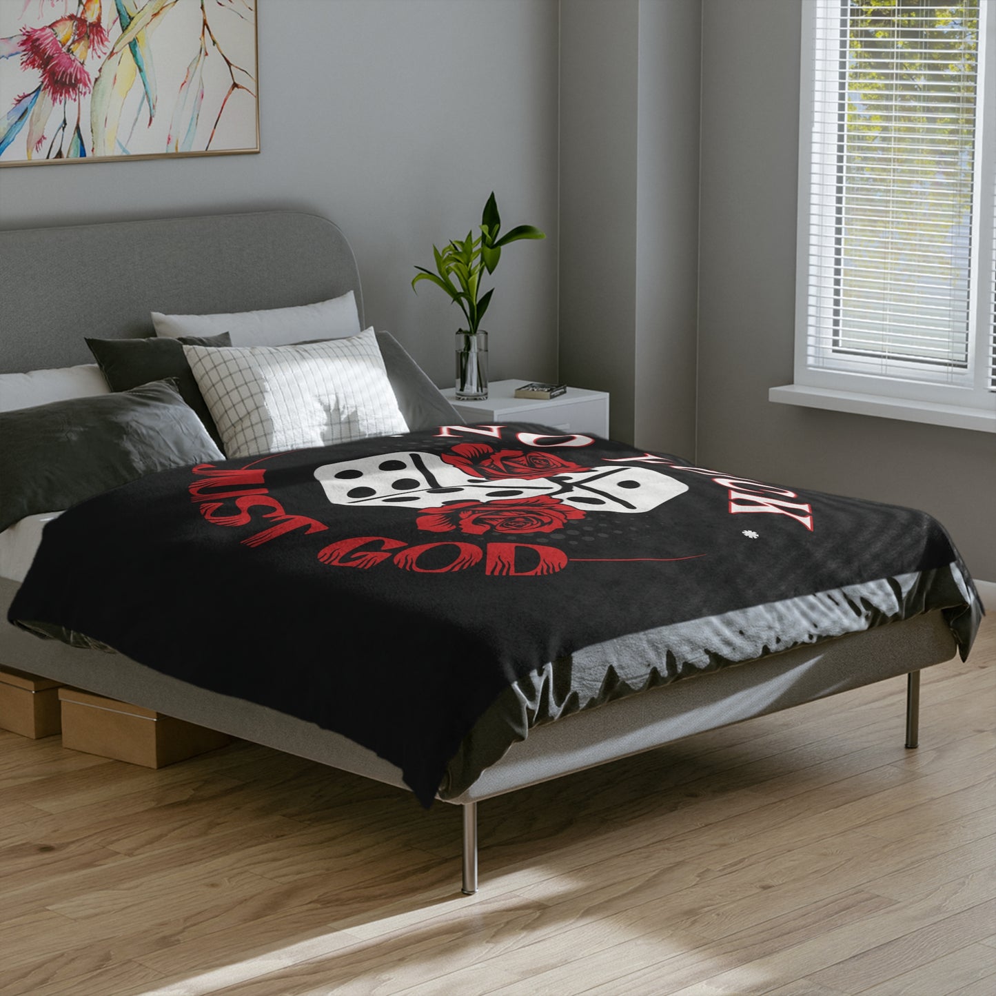 No Luck Just God Velveteen Microfiber Blanket