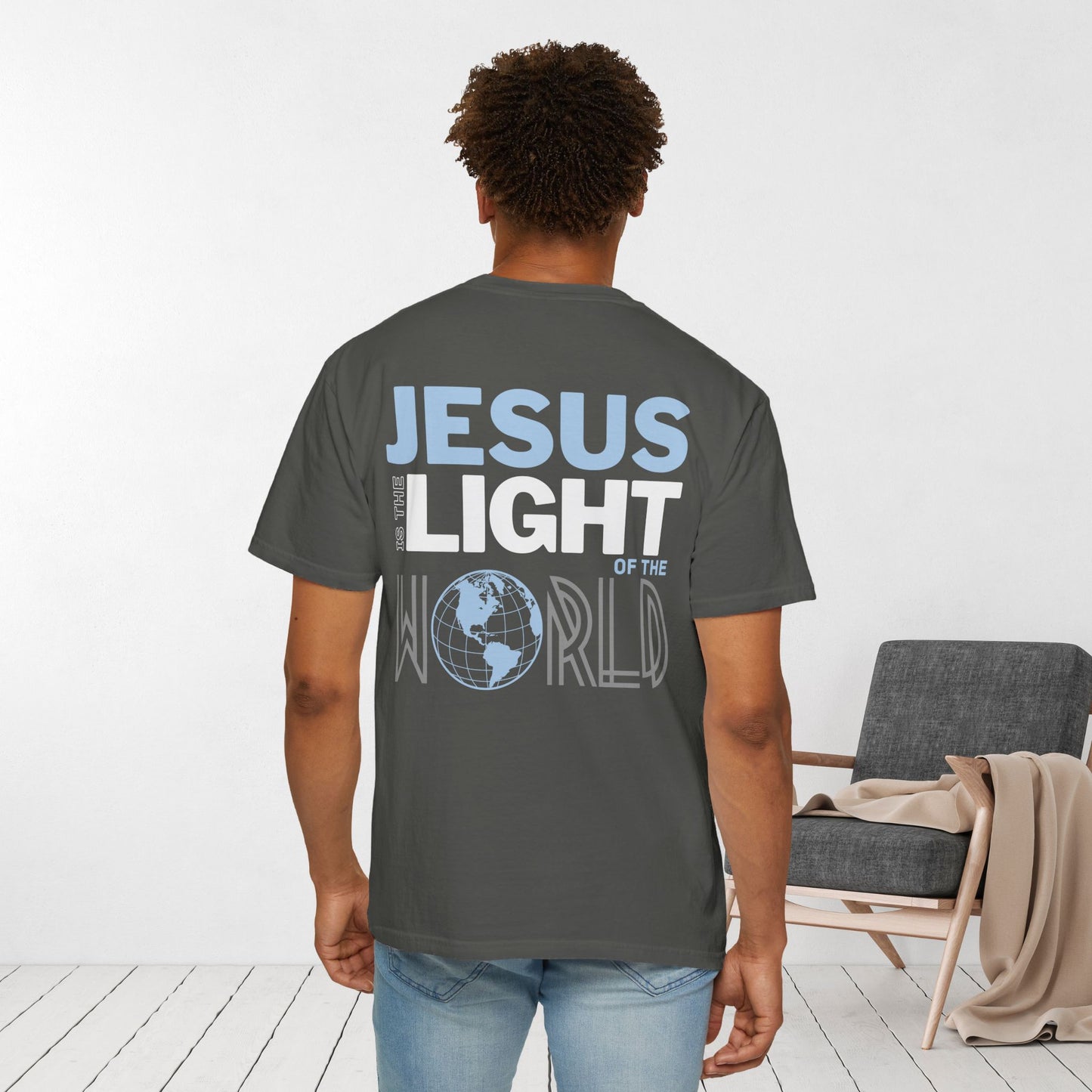 Jesus is the Light of the World Comfort Colors Shirt - John 8:12 Bible Verse Christian Shirt