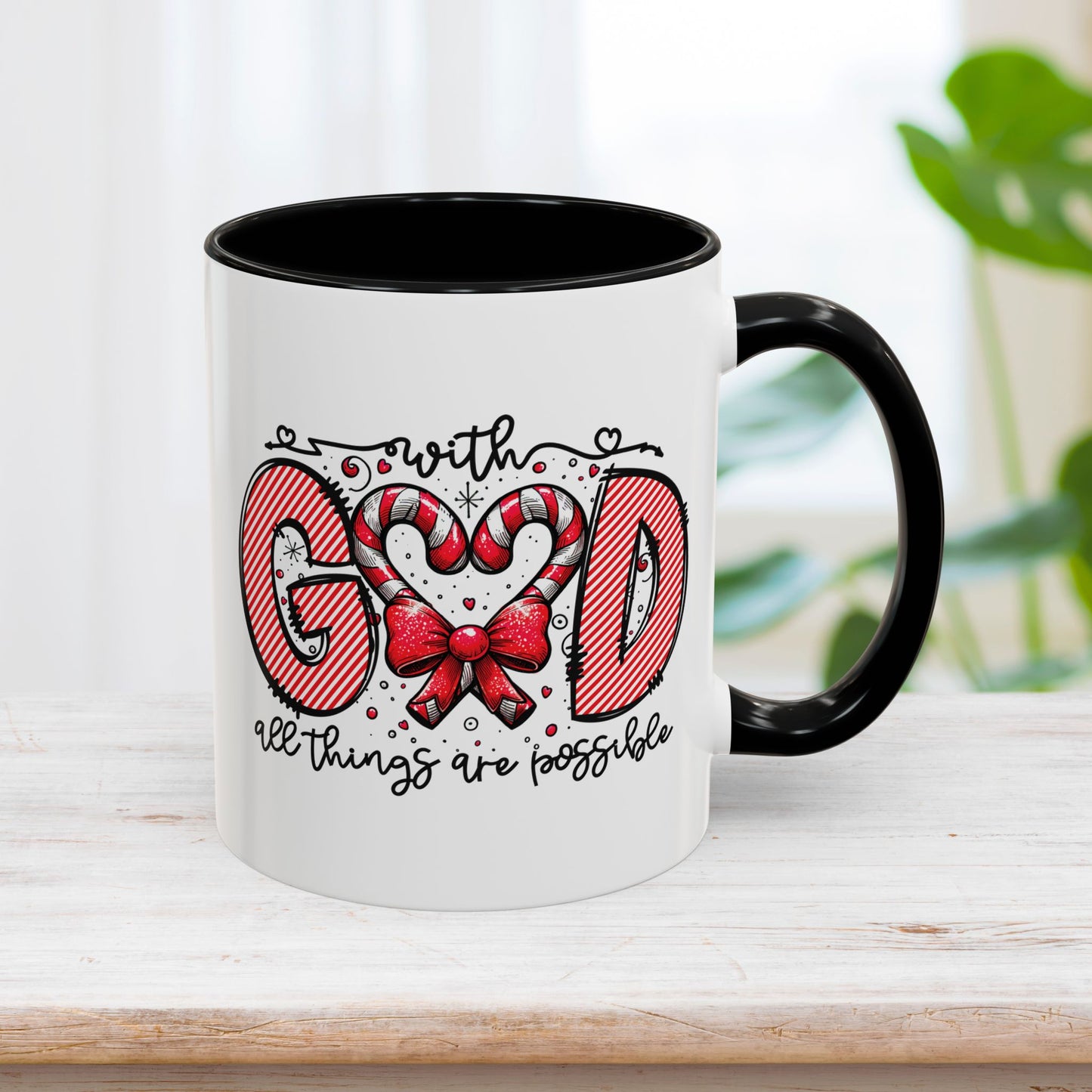 With God All Things Are Possible Christmas Mug - Christian Coffee Mug
