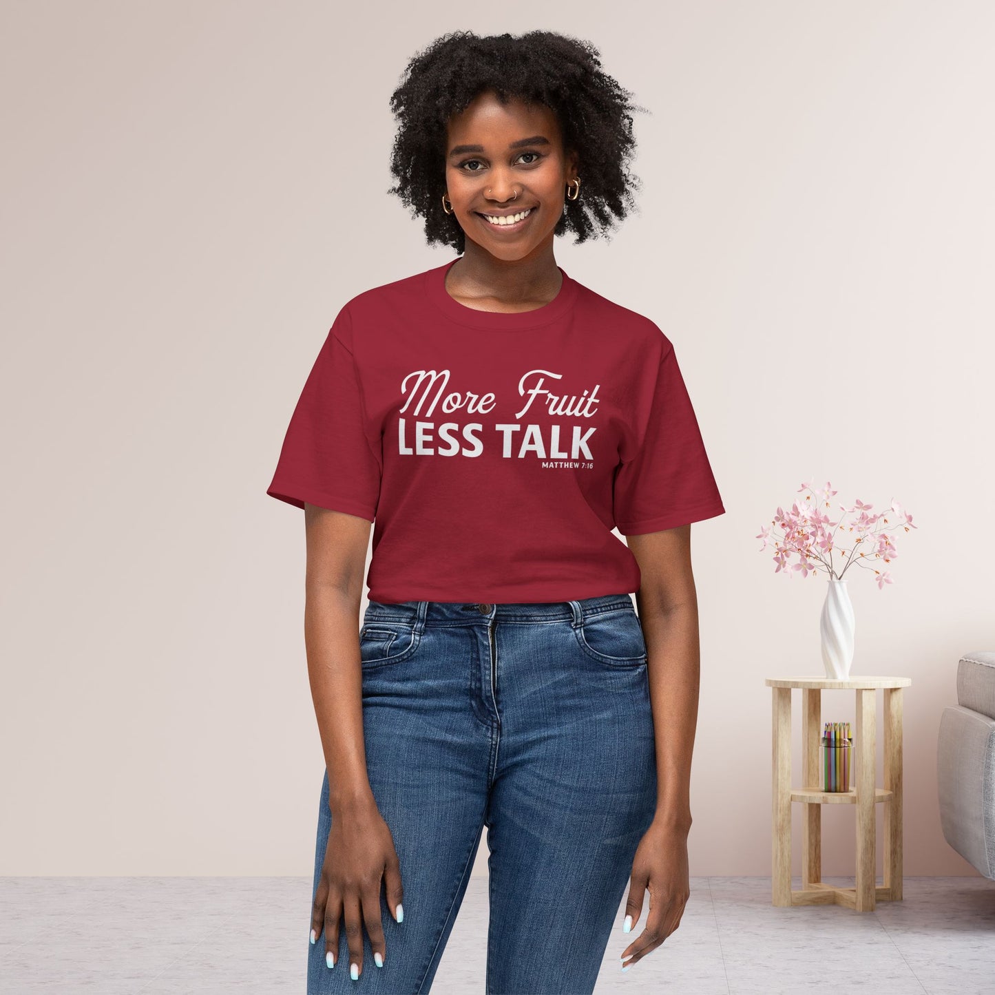 More Fruit, Less Talk Unisex HD Cotton Tee