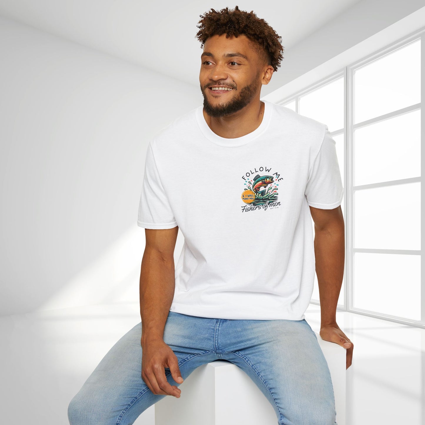 Follow Me Matthew 4:19 Men's Softstyle T-shirt