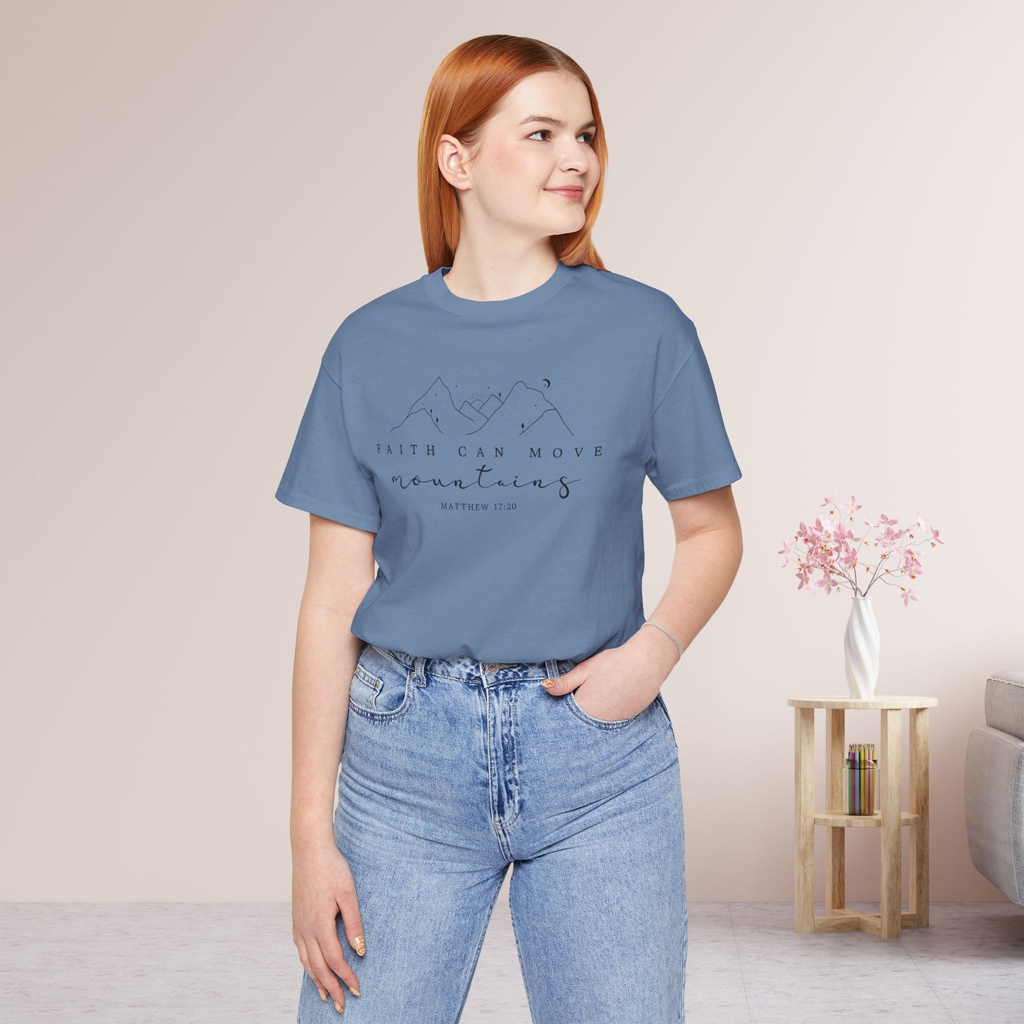 Faith Can Move Mountains Soft Cotton Tee - Matthew 17:20 Bible Verse Shirt