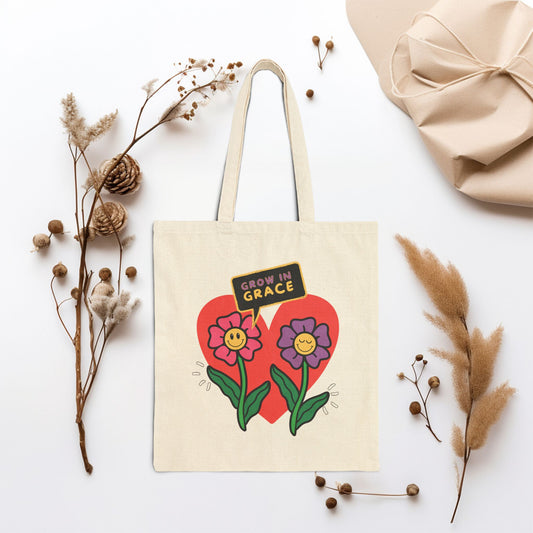 Grow In Grace Canvas Tote Bag