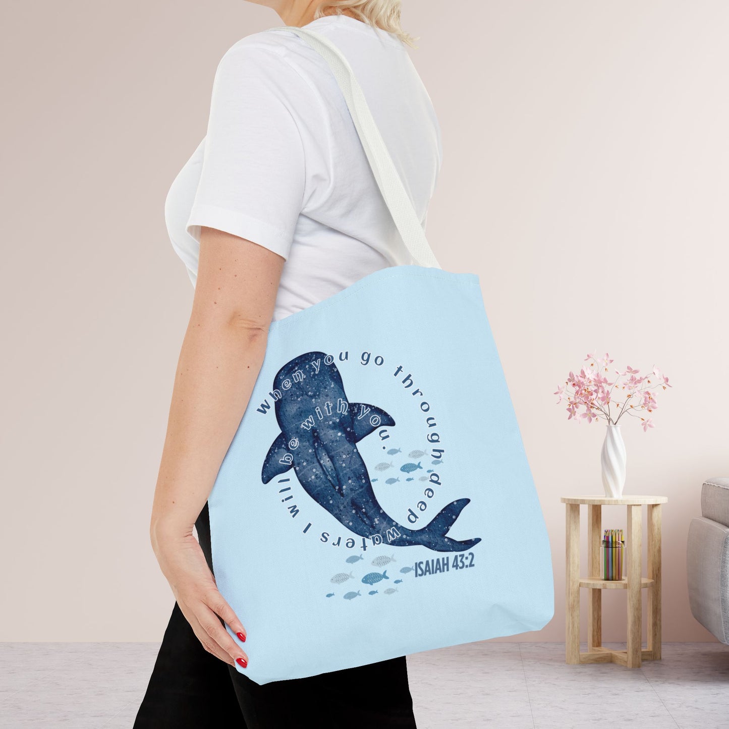 When You Go Through Deep Waters Tote Bag - Christian Tote Bag