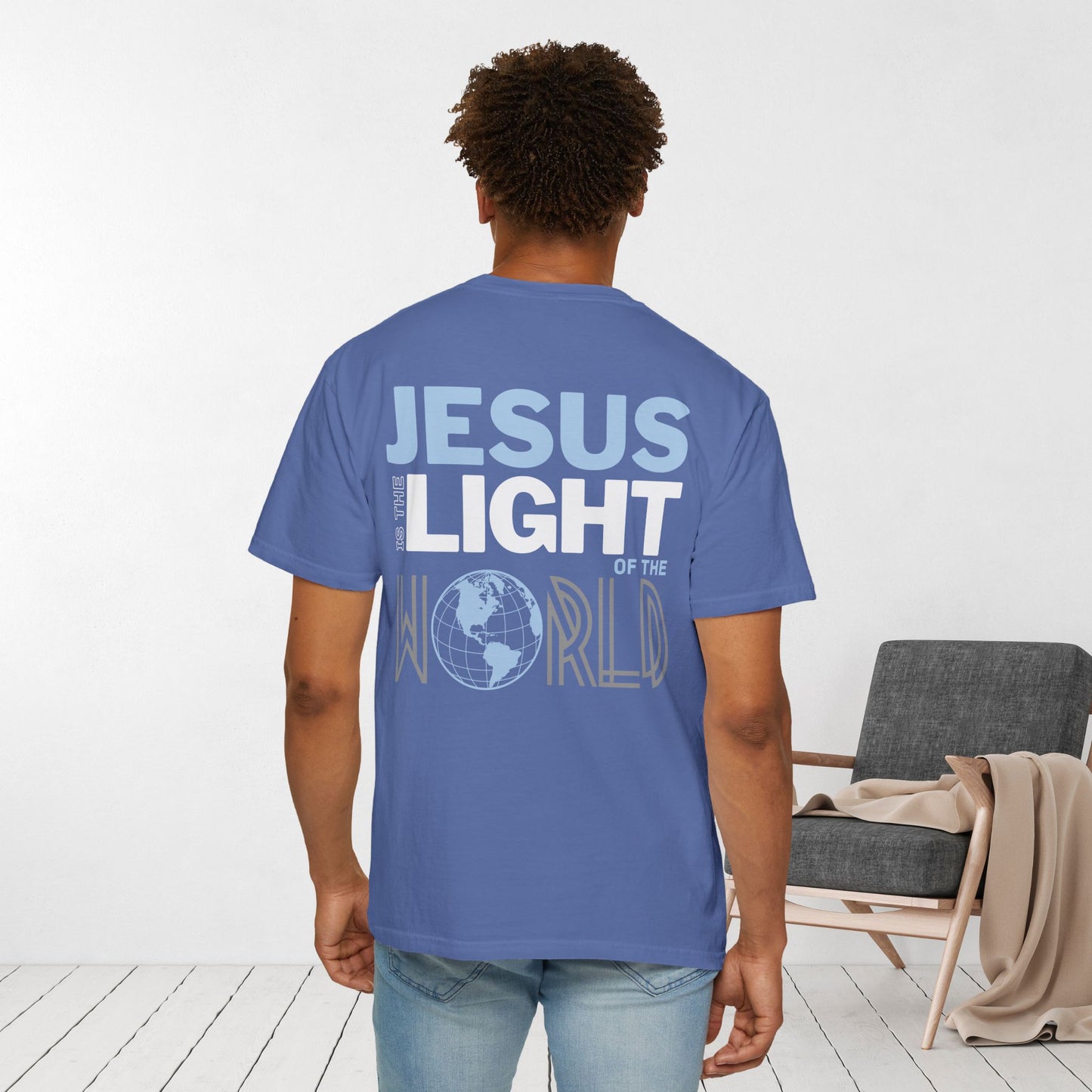 Jesus is the Light of the World Comfort Colors Shirt - John 8:12 Bible Verse Christian Shirt