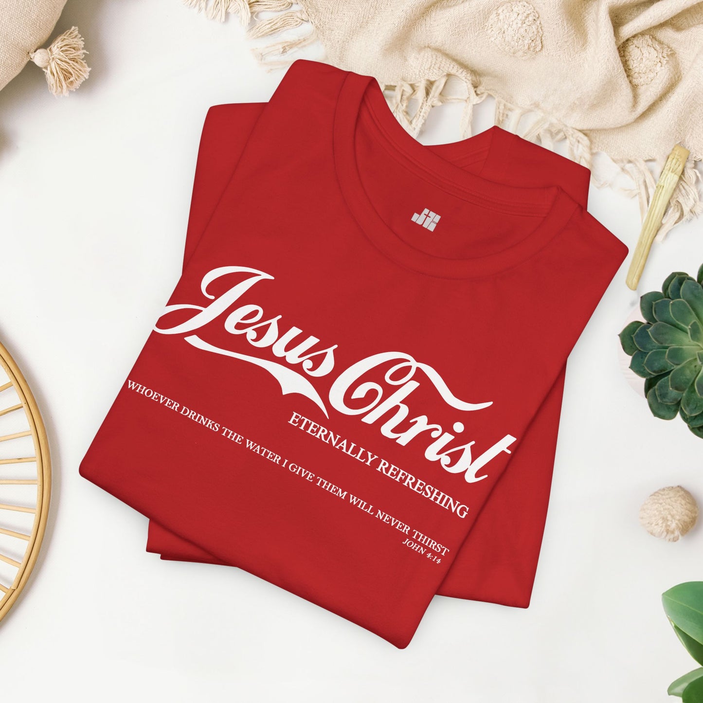 Jesus Christ Eternally Refreshing Soft Cotton Tee - John 4:14