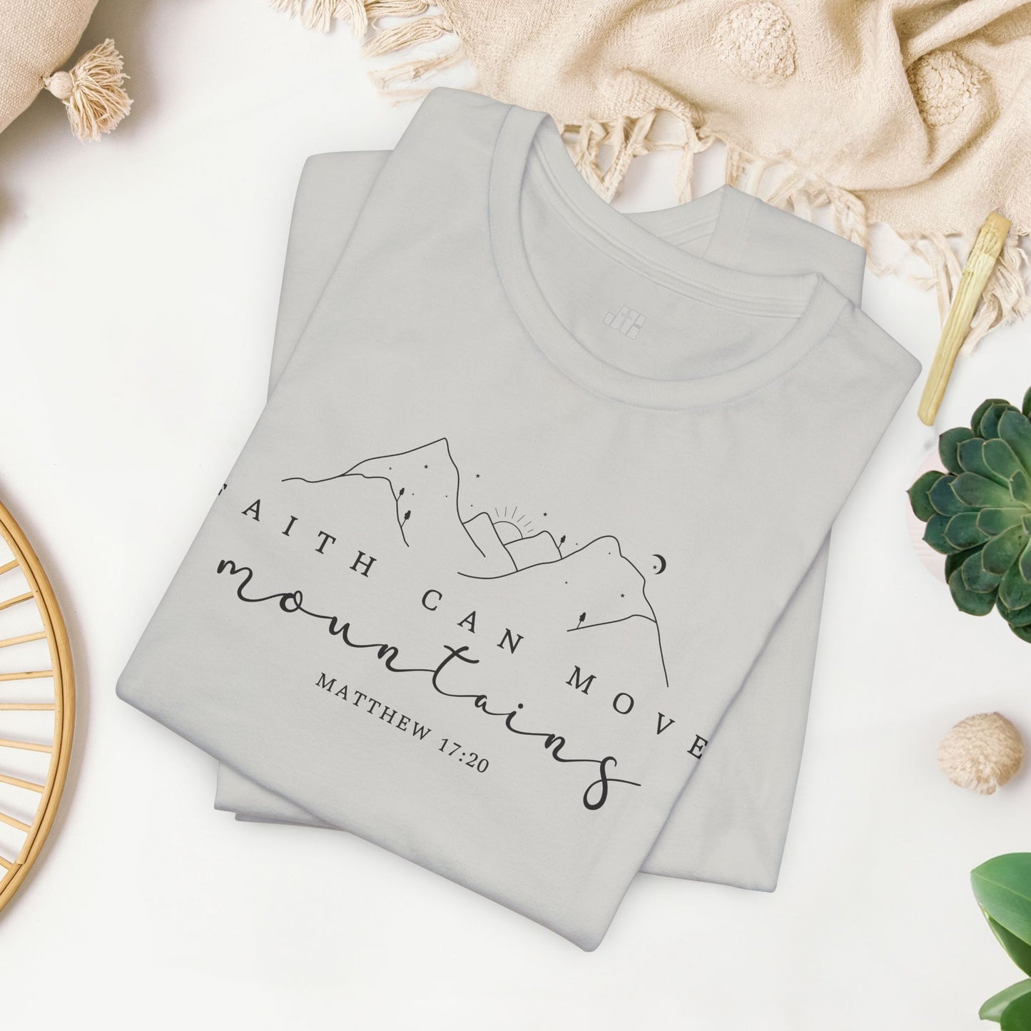 Faith Can Move Mountains Soft Cotton Tee - Matthew 17:20 Bible Verse Shirt