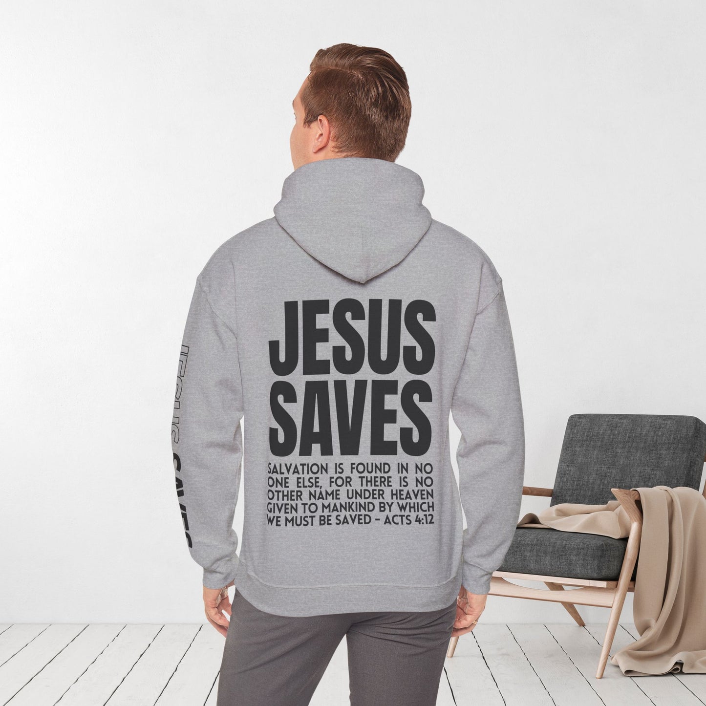 Jesus Saves Hoodie - Acts 4:12 Bible Verse Christian Hoodie