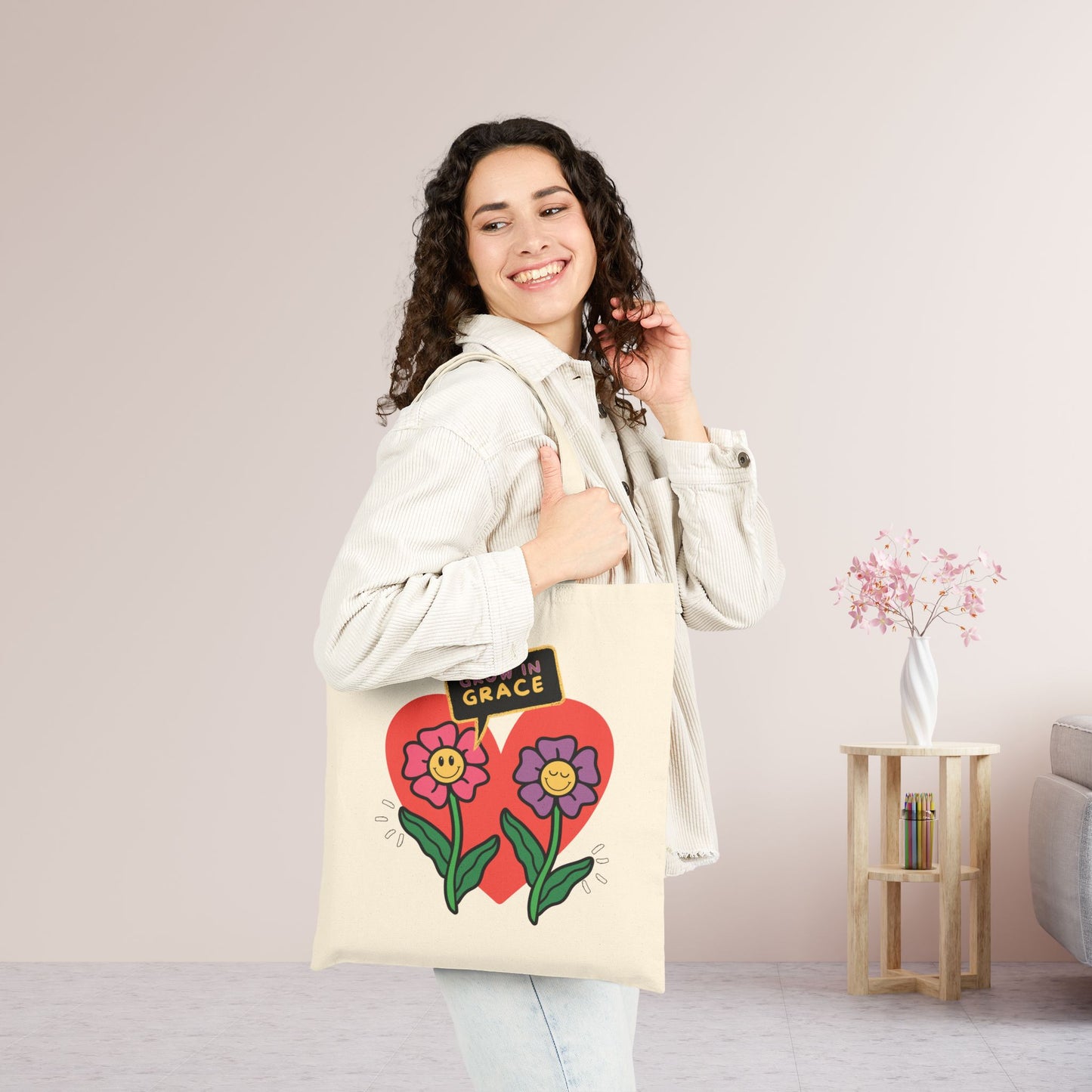 Grow In Grace Canvas Tote Bag