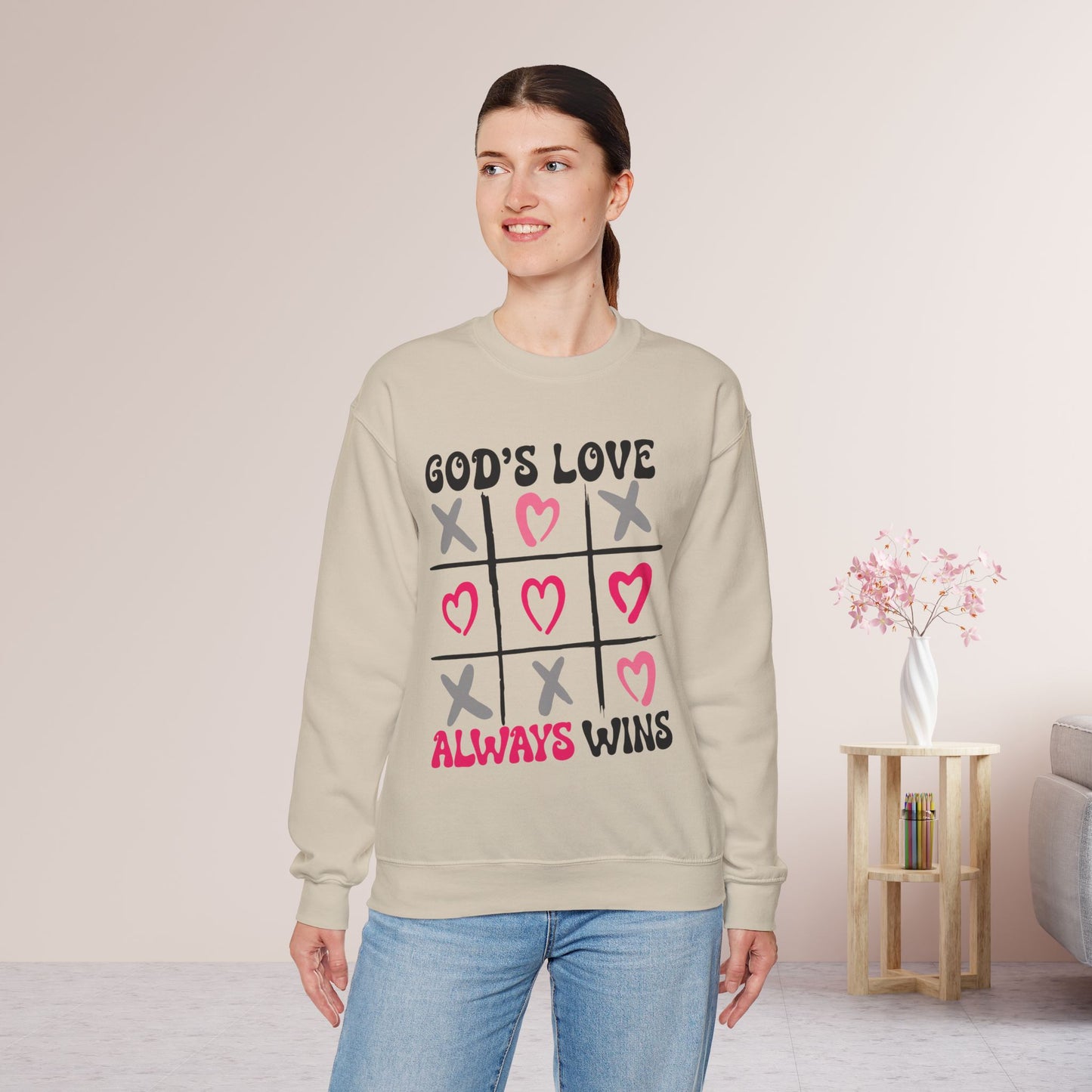 God's Love Always Wins Sweatshirt - Christian Crewneck Pullover